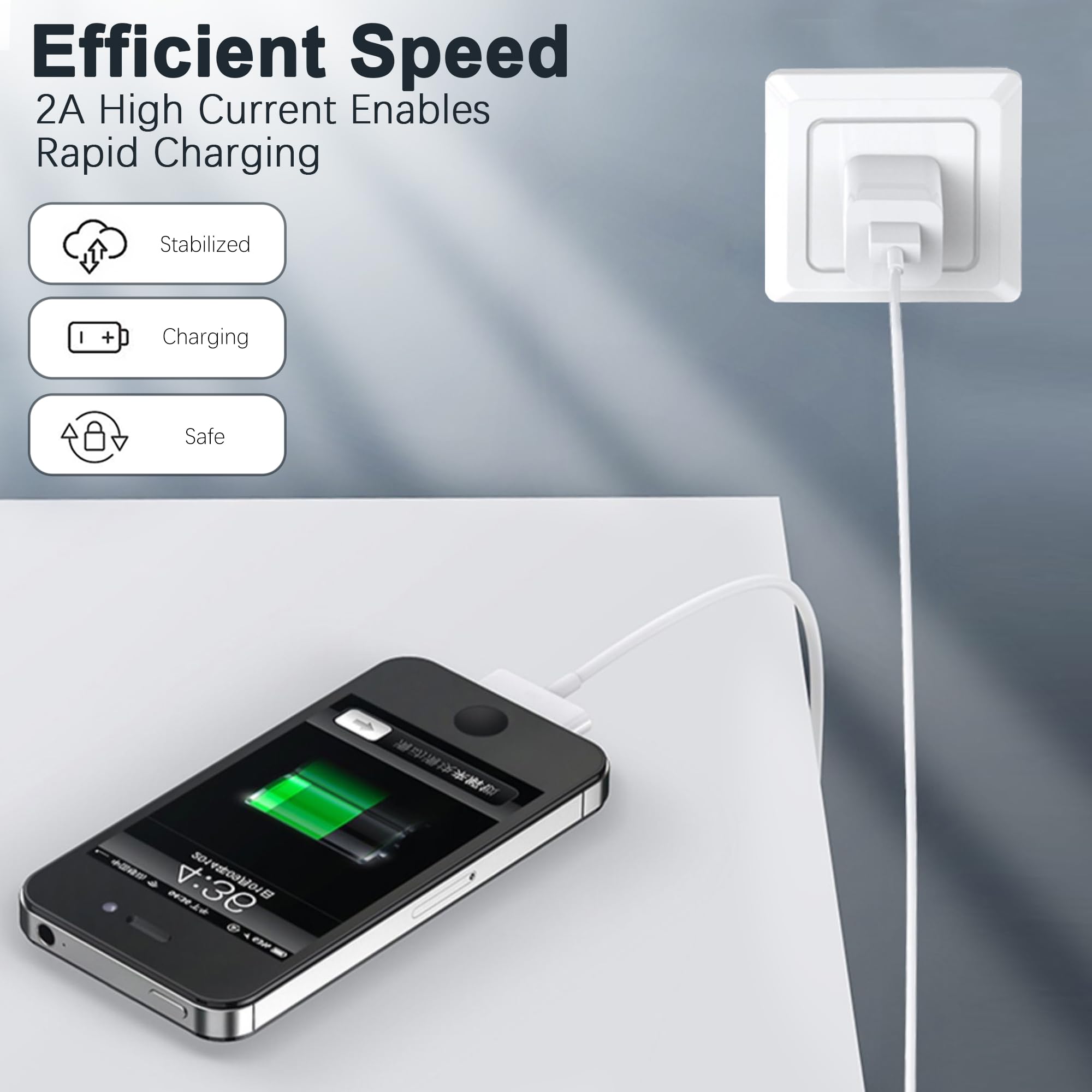 Dcnetwork Iphone 4S Cable Usb Sync And Charging Cable For Iphone 4 4S 3G 3Gs Ipad 1 2 3 Ipod Touch Nano 30 Pin Charger Cord Dock Adapter Data 3.3 Feet (White)