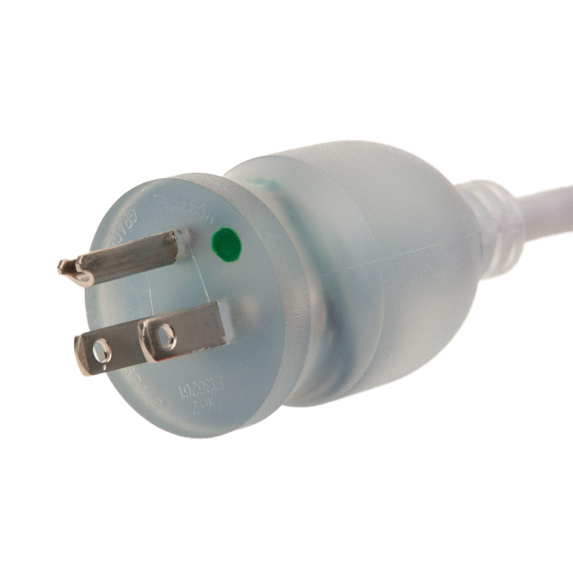 6 Feet Hospital Grade Green Dot Power Cord, Nema 5 15 Male To C13 Female Clear Plug, 18 Awg, Sjt, 10 Amp/125 Volt, 10 Amp Power