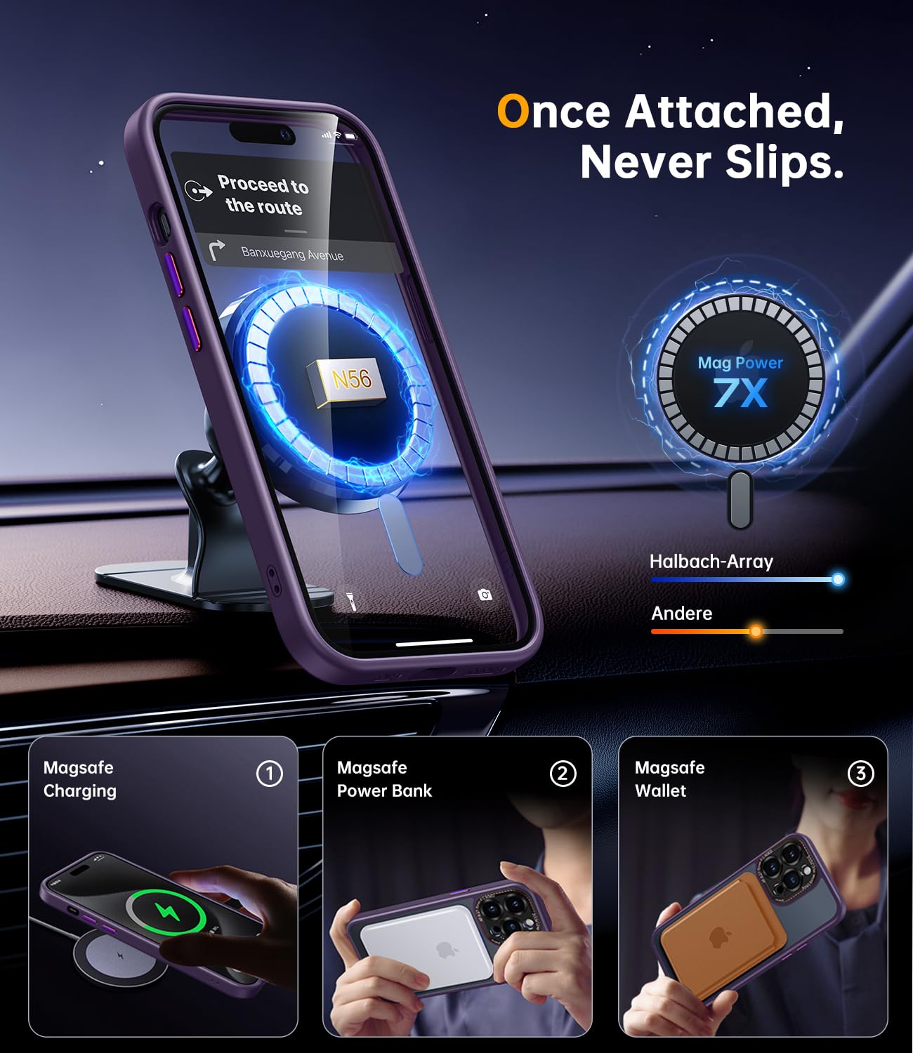 Jueshituo For Iphone 14 Pro Max Case With Integrated Camera Lens Protection, [Tailored For Magsafe] [Mil Grade Shockproof Defens