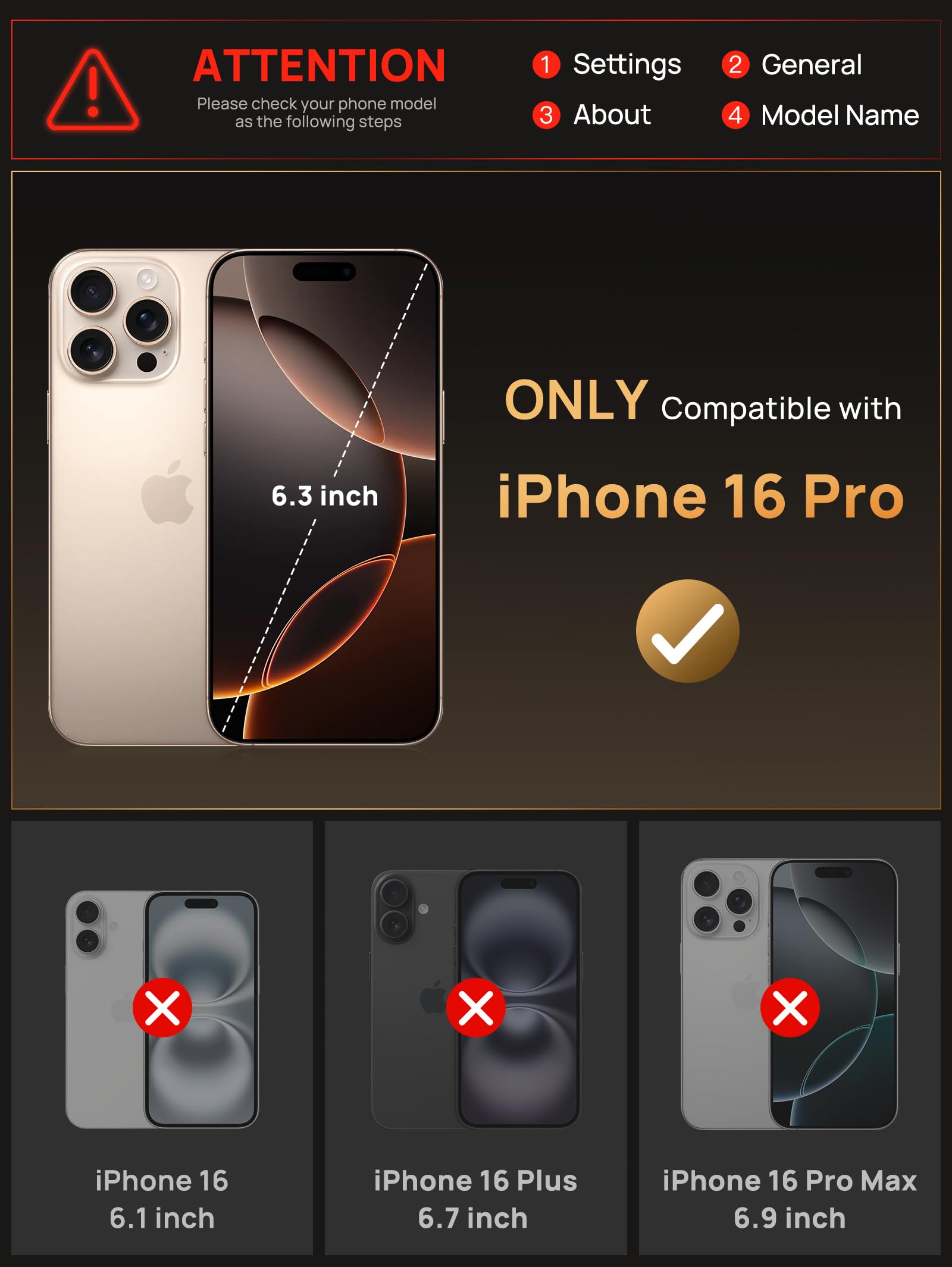 Vihibii For Iphone 16 Pro Case With Card Holder (4 Cards) [Rfid Blocking] & Slide Camera Cover, Military Grade Drop Protection,