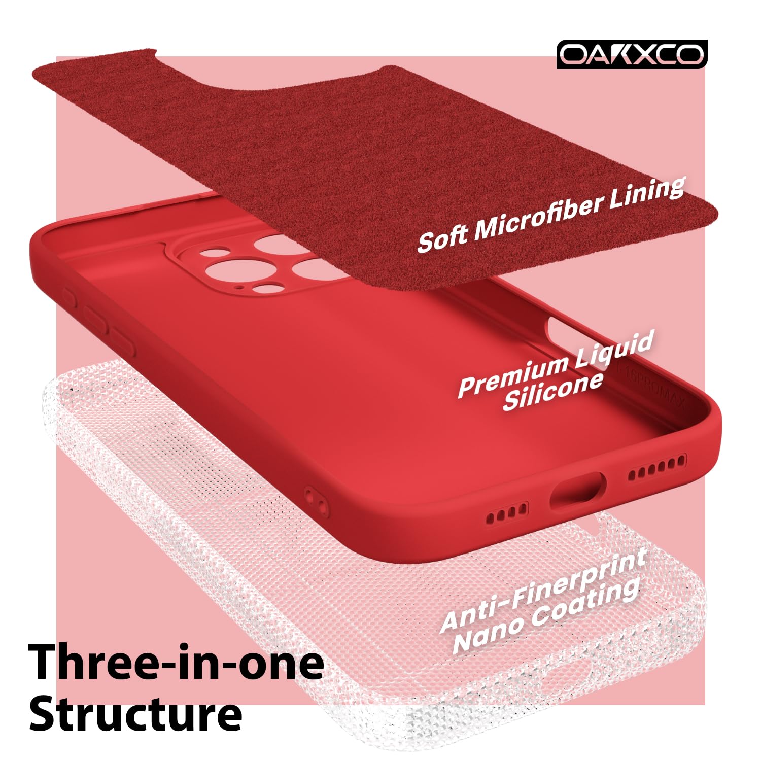 Oakxco For Iphone 16 Pro Phone Case Liquid Silicone, Thin Slim Soft Rubber Gel Tpu Plain Protective Simple Cover For Women Girl