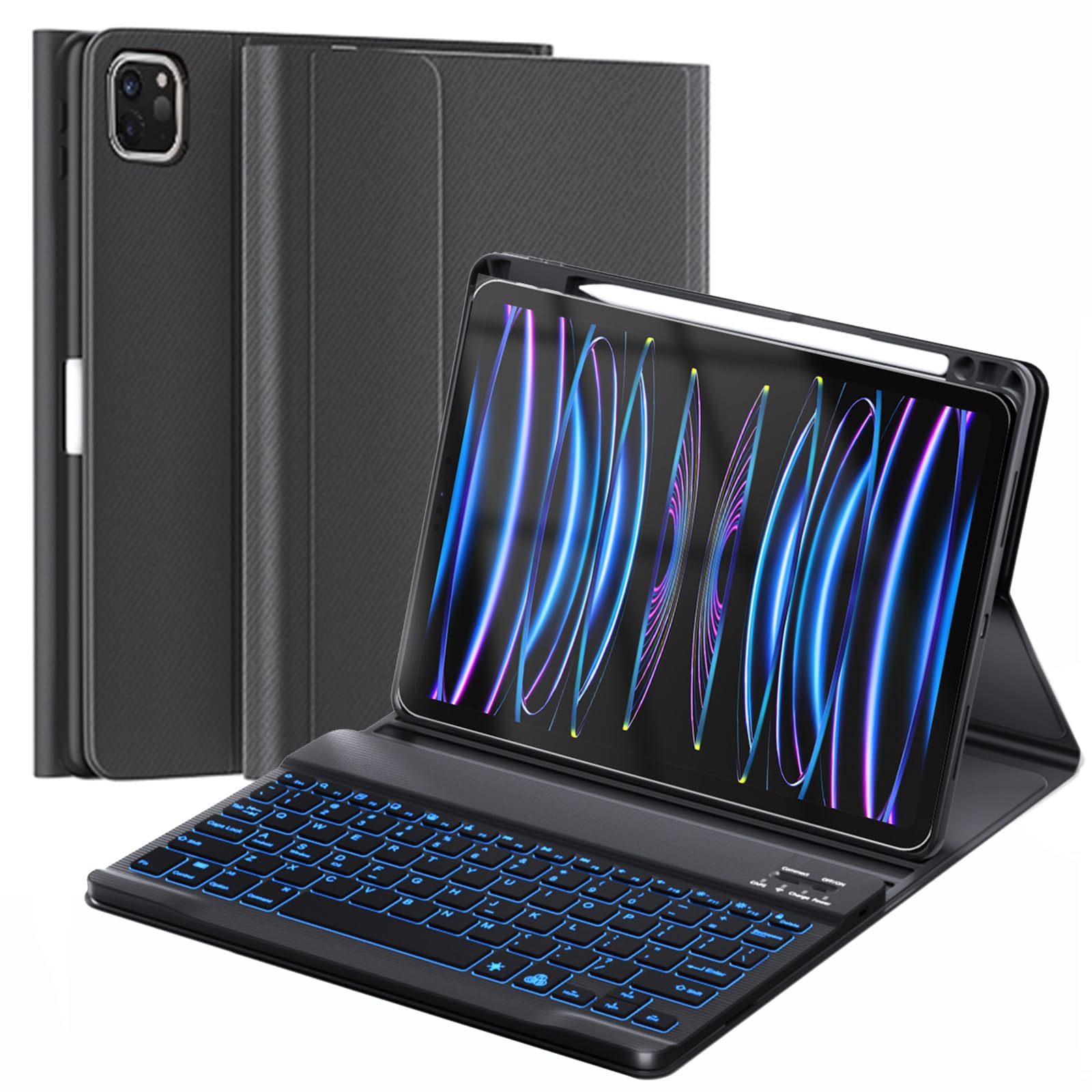 Oyeeice Keyboard Case For Ipad Pro 12.9 Inch (6Th, 5Th, 4Th Gen) & New Air 13 Inch M2, 7 Color Backlit Detachable Wireless Keybo