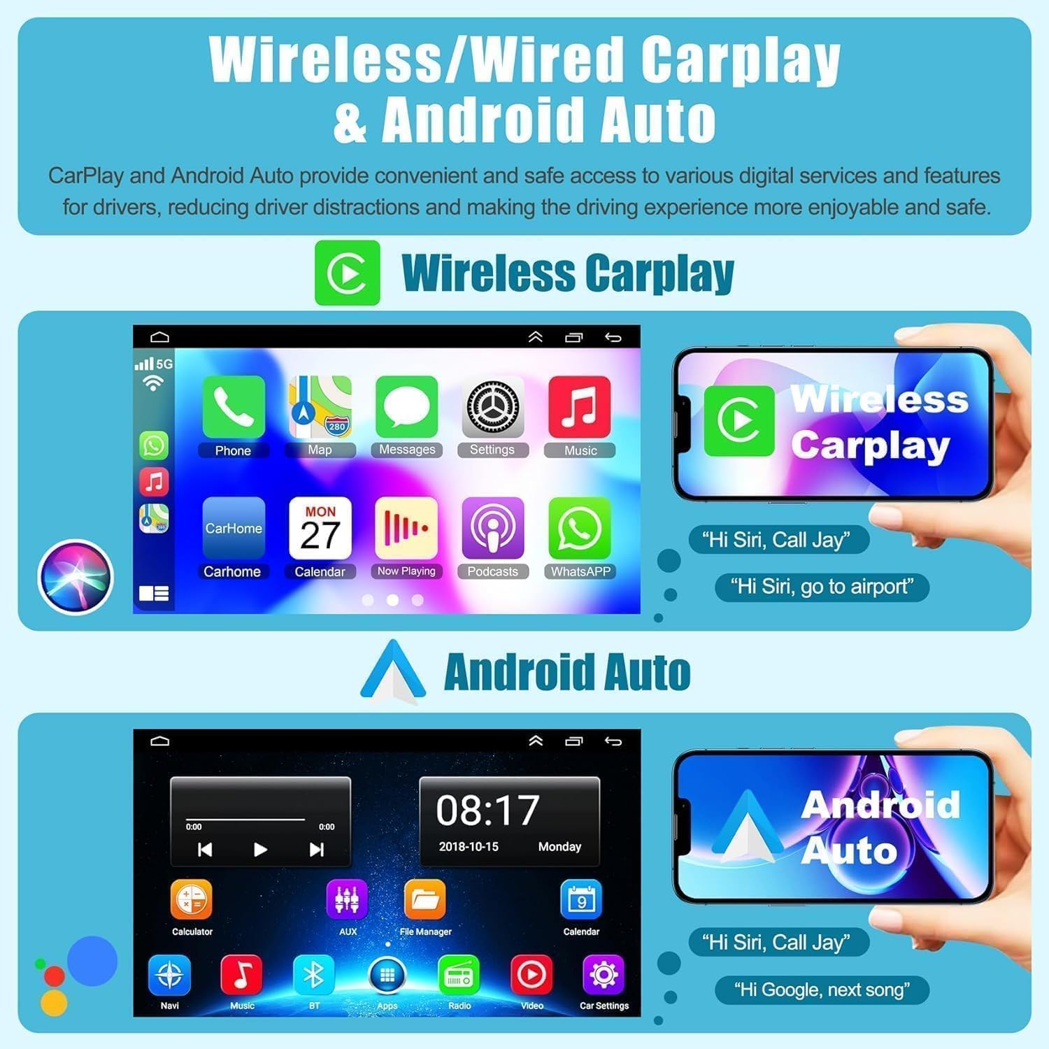 4+ 64Gb Car Radio For Dodge Ram 1500 2500 3500 2009 2010 2011 2012, Build In Wireless/Wire Carplay & Android Auto Support Blueto