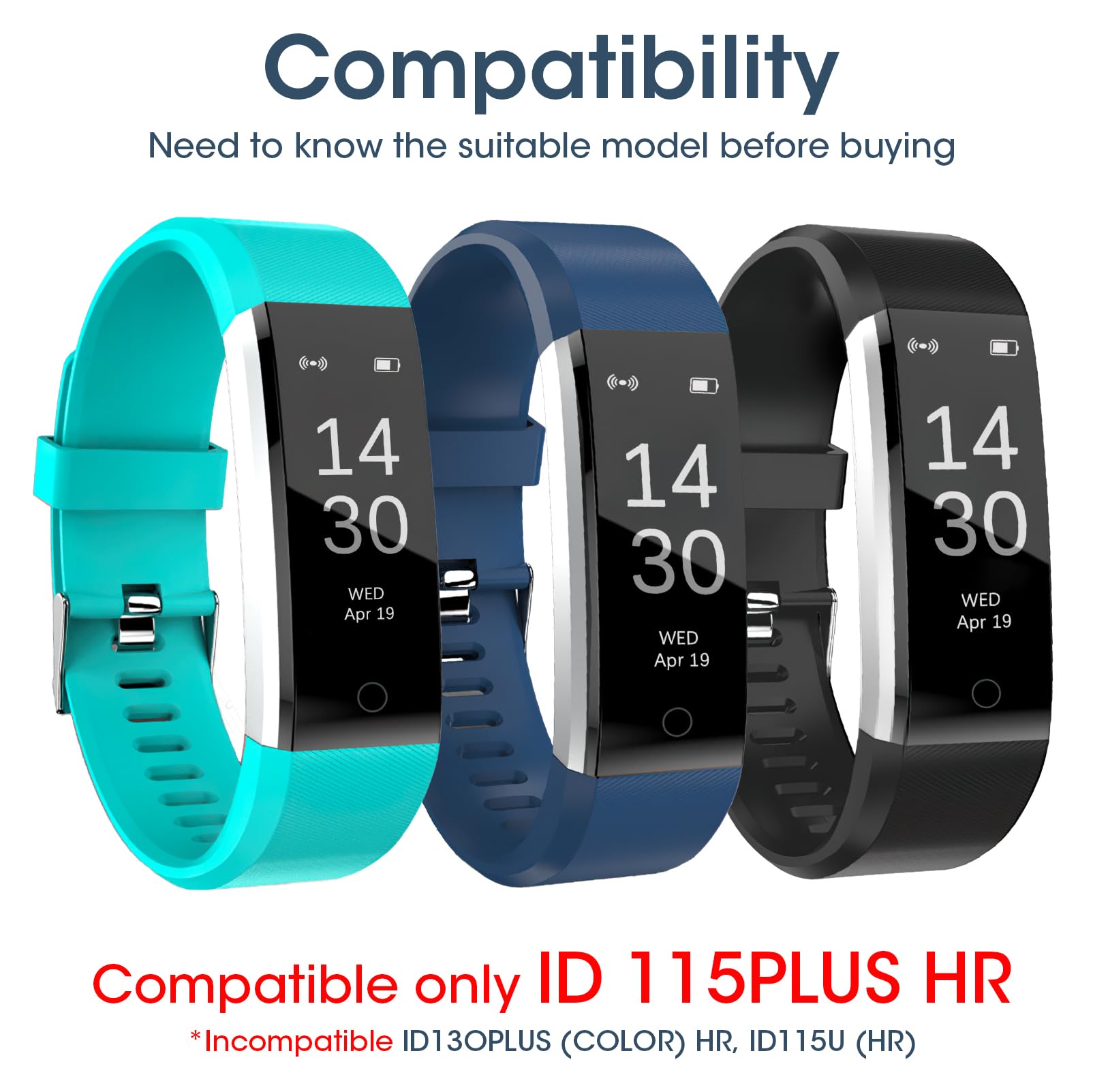 Hoeslaw 3 Pcs Watch Bands Replacement For Id115Plus Hr, Very Fit Pro Activity Fitness Tracker Wrist Bands Set, Multicolor Veryfi