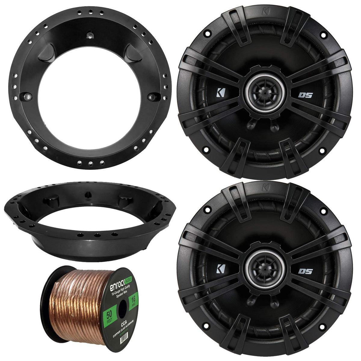 98 13 Harley Speaker Bundle: 2X Of Kicker 6.5'' Inch 240 Watts 2 Way Ds Series Black Car Stereo Coaxial Speakers + Speaker Mount