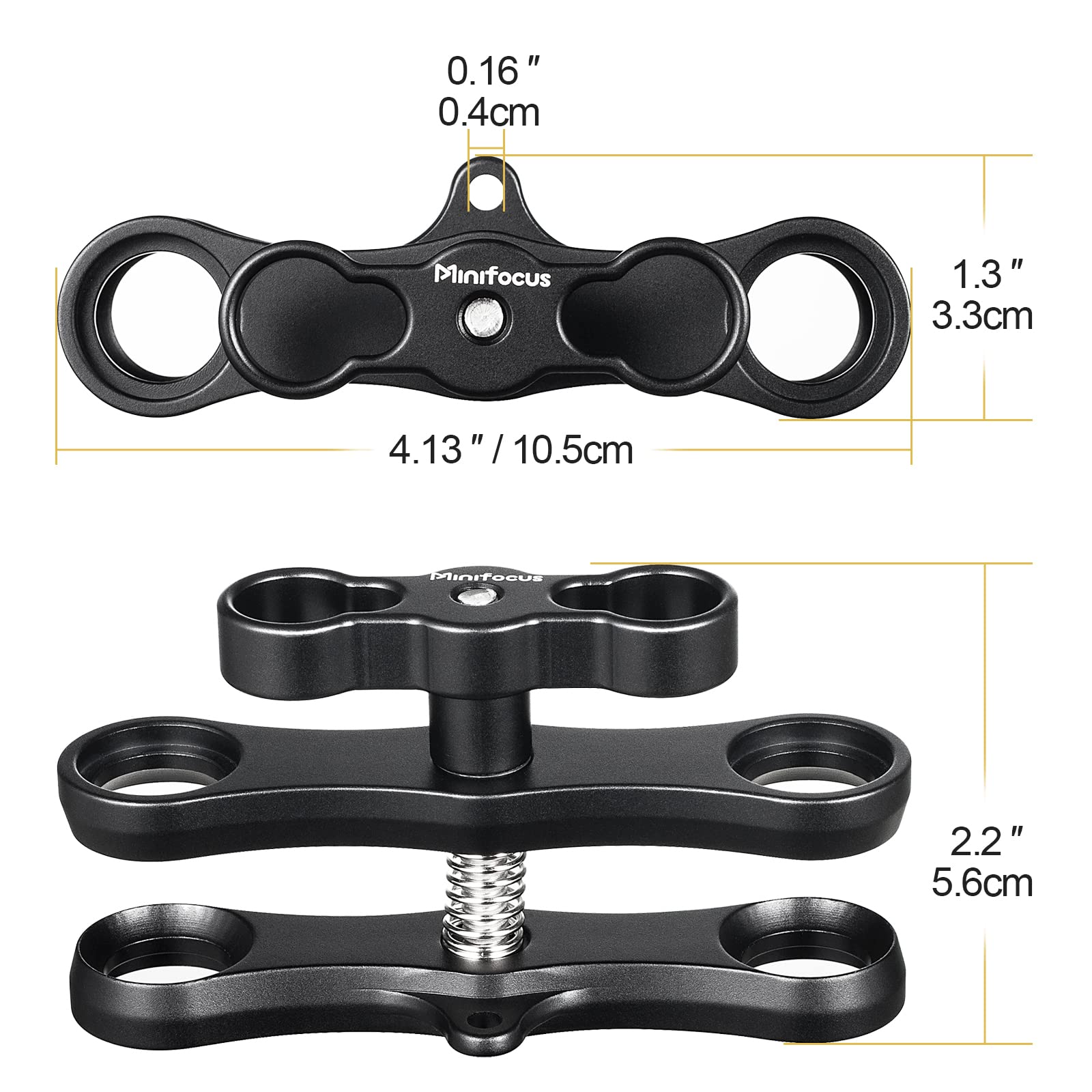 Minifocus 1'' Long Ball Clamp Dual Holder Mount For Underwater Photography Diving Light System, Compatible For Gopro Action Came