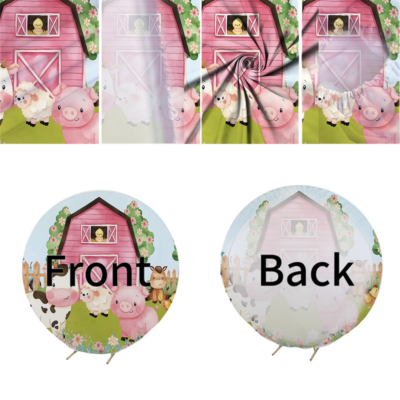 7X7Ft Round Farm Animals Theme Backdrop For Photography Farm Barn Animals Round Backdrop Cover For Kids Party Cartoon Farm Anima