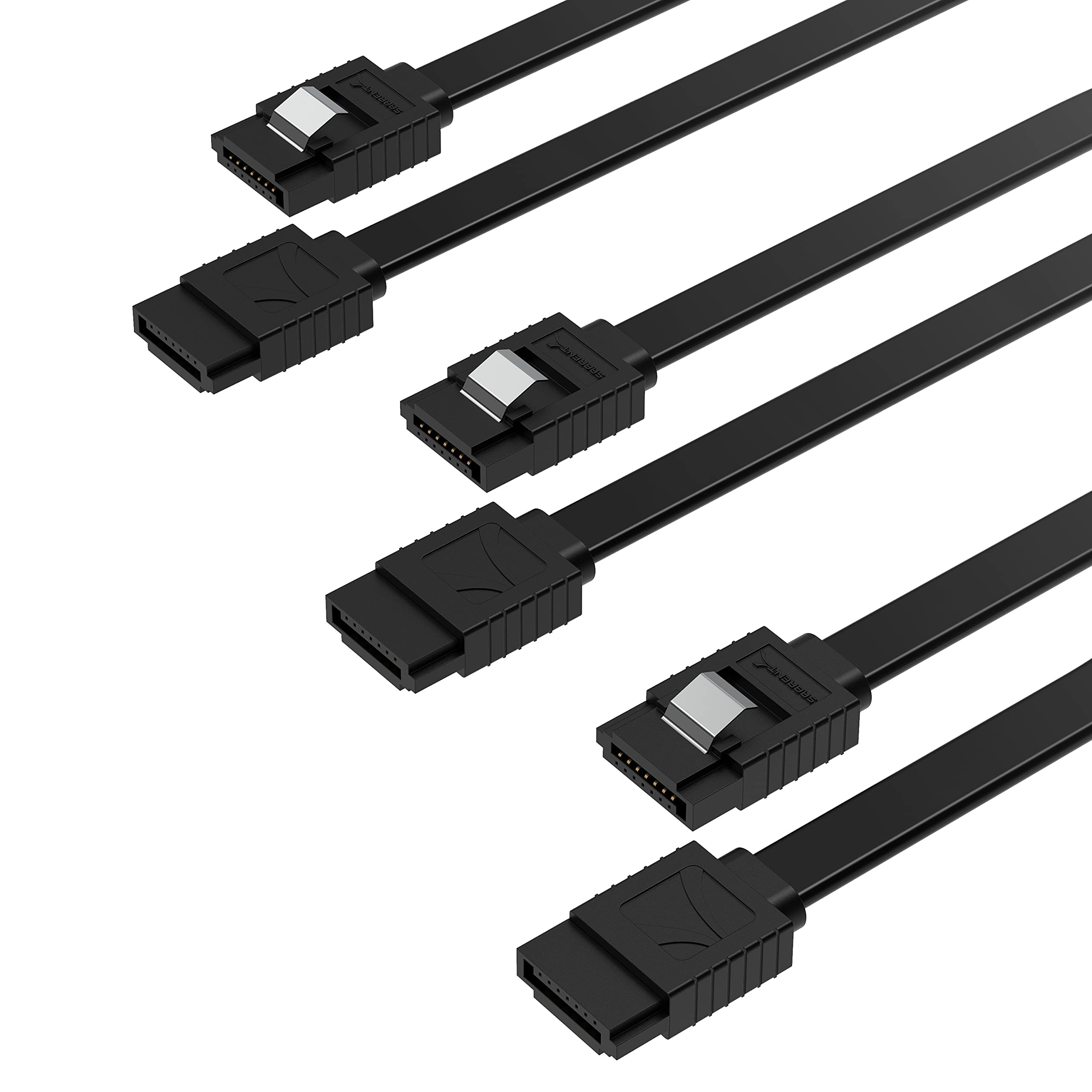 Sabrent Sata Iii (6 Gbit/S) Straight Data Cable With Locking Latch For Hdd/Ssd/Cd And Dvd Drives (3 Pack 20 Inch) In Black (Cb S