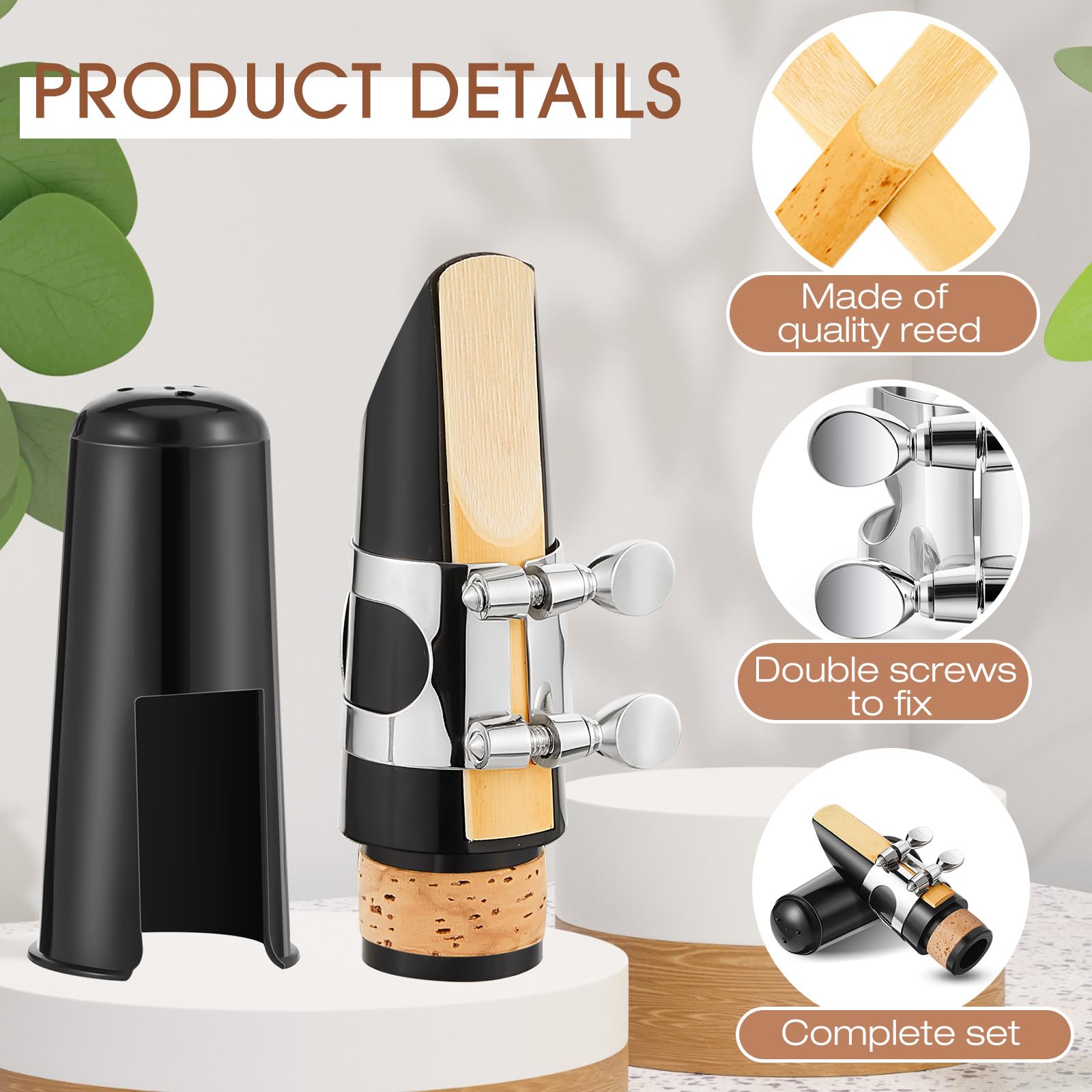 Boao 24 Pcs Clarinet Mouthpiece Kit Clarinet Reeds 2.5 Mouthpiece Kit With Ligature Plastic Cap Bb Accessory Strength Reeds With