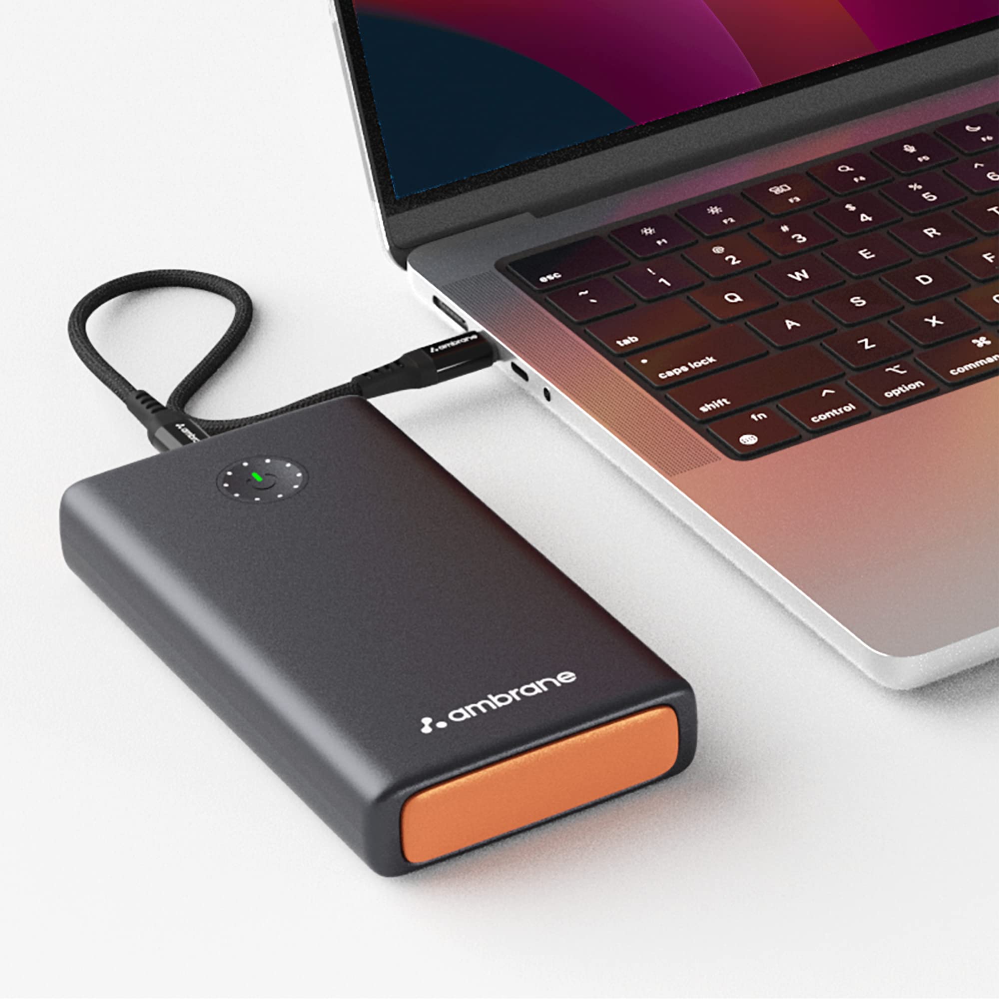 Ambrane 100W Fast Charging Powerbank for MacBook, Type C Laptop & Mobile Charging, 25,000mAh Battery, Triple Output, Power Deliv