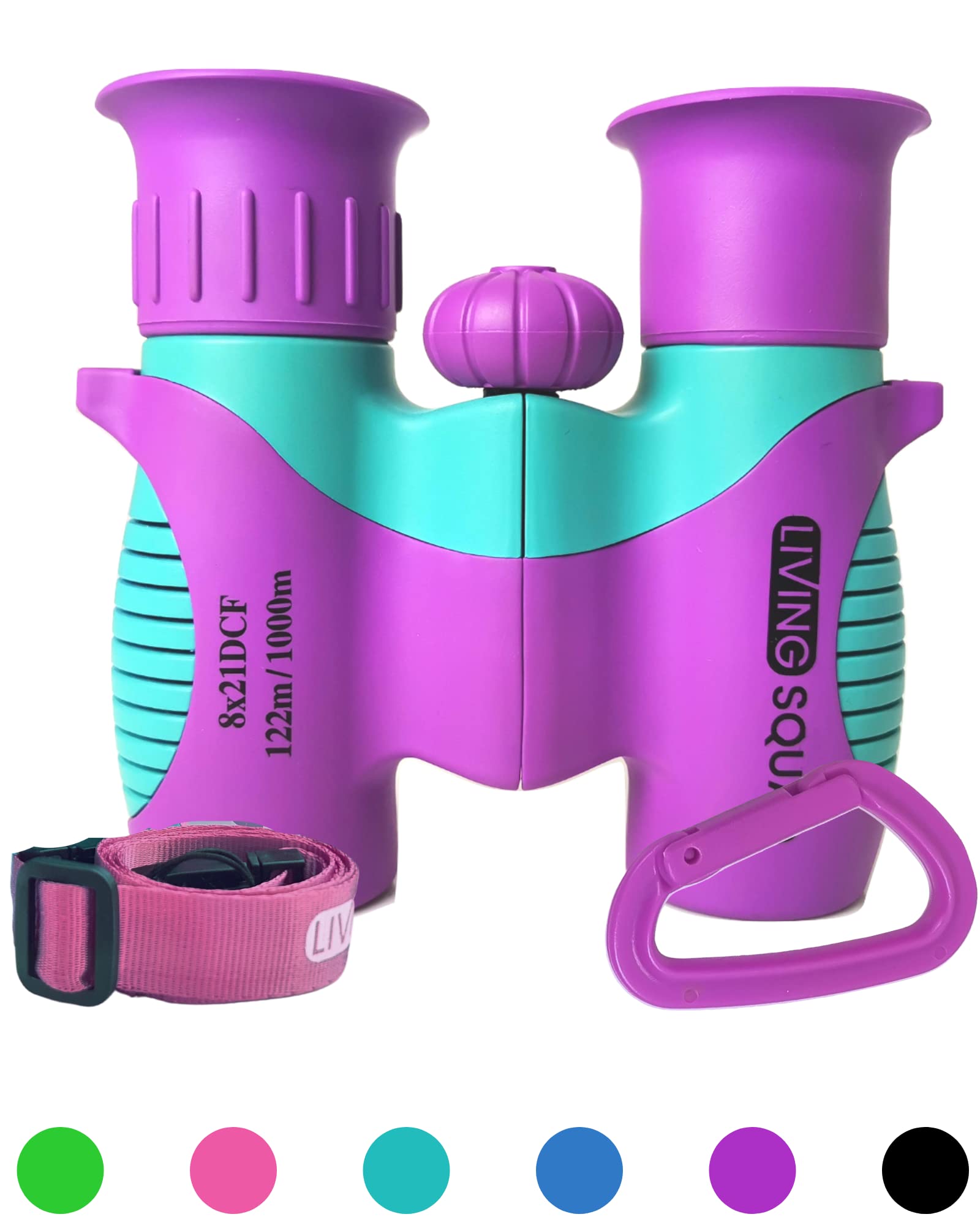 Kids Binoculars 8X21 Purple, Girls Toy Age 3 To 12, Shockproof Compact Binoculars For Kids With High Resolution Optics For Bird