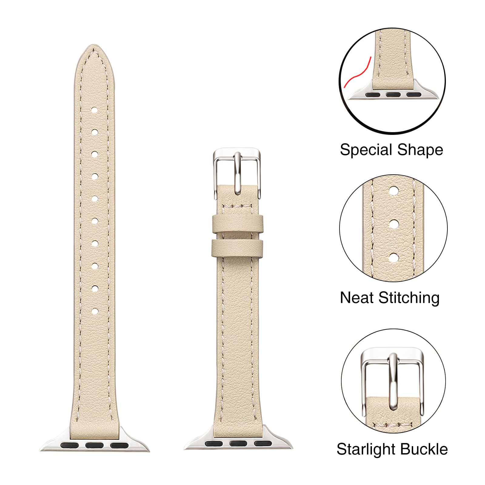 Stiroll Thin Leather Band Compatible With Apple Watch 38Mm 40Mm 41Mm 42Mm 44Mm 45Mm 49Mm, Top Grain Leather Watch For Iwatch Ult