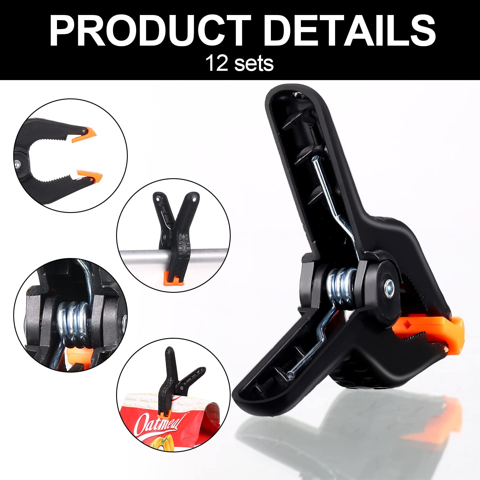 Hoteam 12 Sets Sandbag Outdoor Curtain Weighted Bags Sets With Spring Clamps, Hooks For Light Brackets, Heavy Photography Light