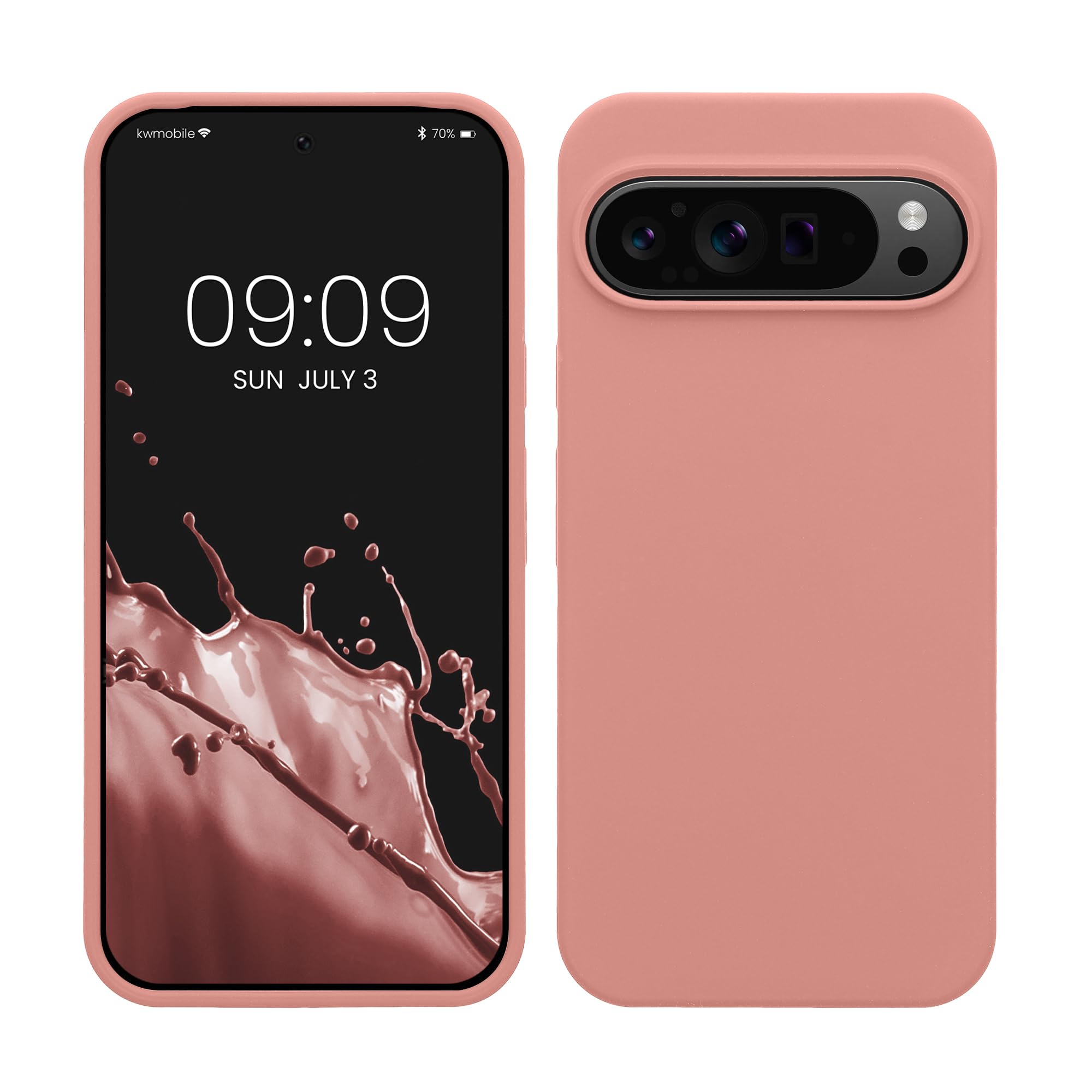 kwmobile Case Compatible with Google Pixel 9 Pro XL Case - TPU Silicone Phone Cover with Soft Finish - Winter Rose