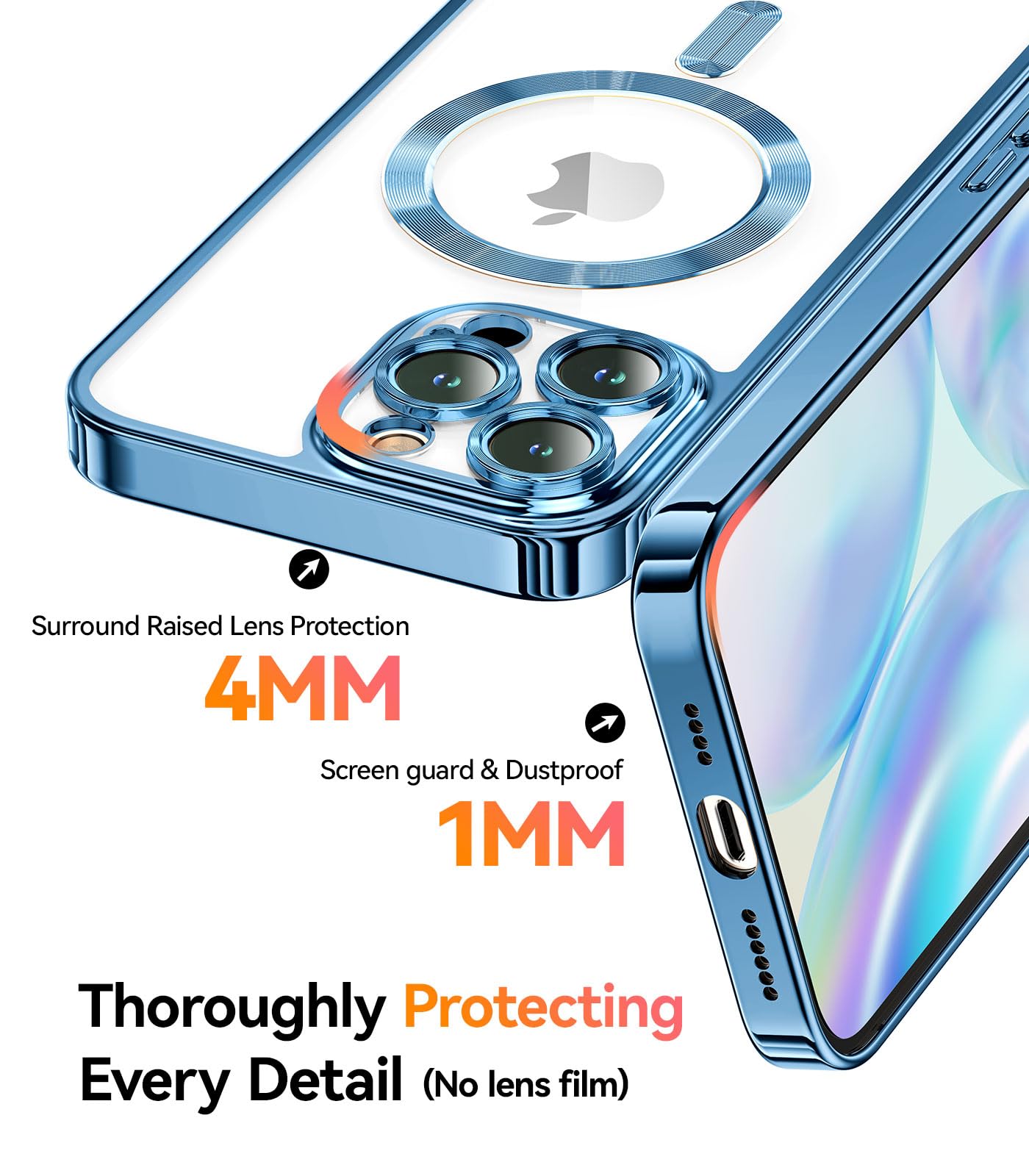 Meifigno Candy Mag Series Case Designed For Iphone 13 Pro, [Compatible With Magsafe][Glitter Card & Wrist Strap] Full Camera Len