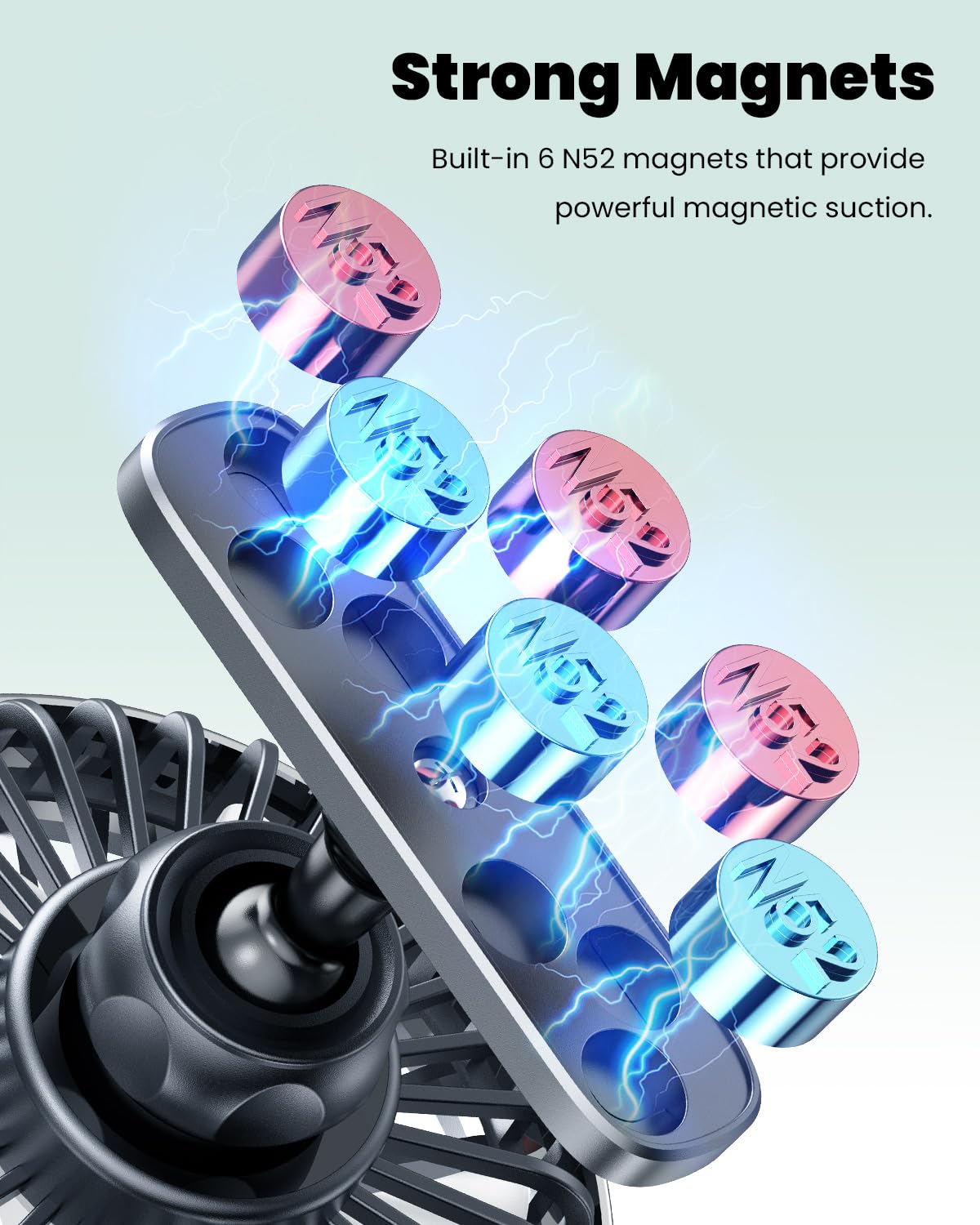 Icarmount Portable Golf Cart Fan, Usb Powered Fan For Ezgo/Yamaha/Club Car, 3 Speed Set, 360 Degree Rotatable, Magnetic Mount Base, For Golfing, Camping And Traveling, Usb Interface