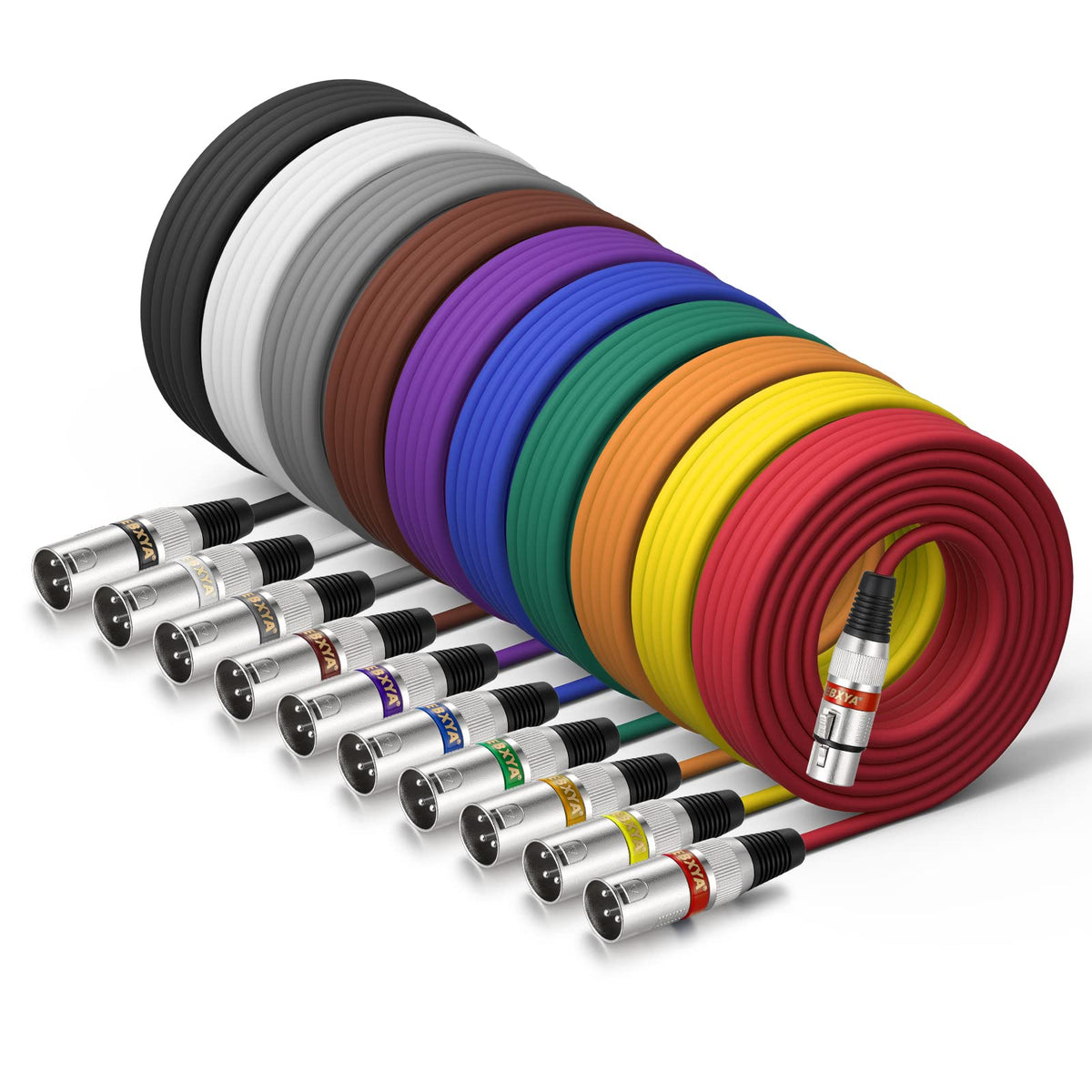 Ebxya Xlr Cable 25 Ft 10 Pack 3 Pins Balanced Xlr Microphone Cable Male To Female Suitable For Audio Mixer, Speaker Systems, Rad