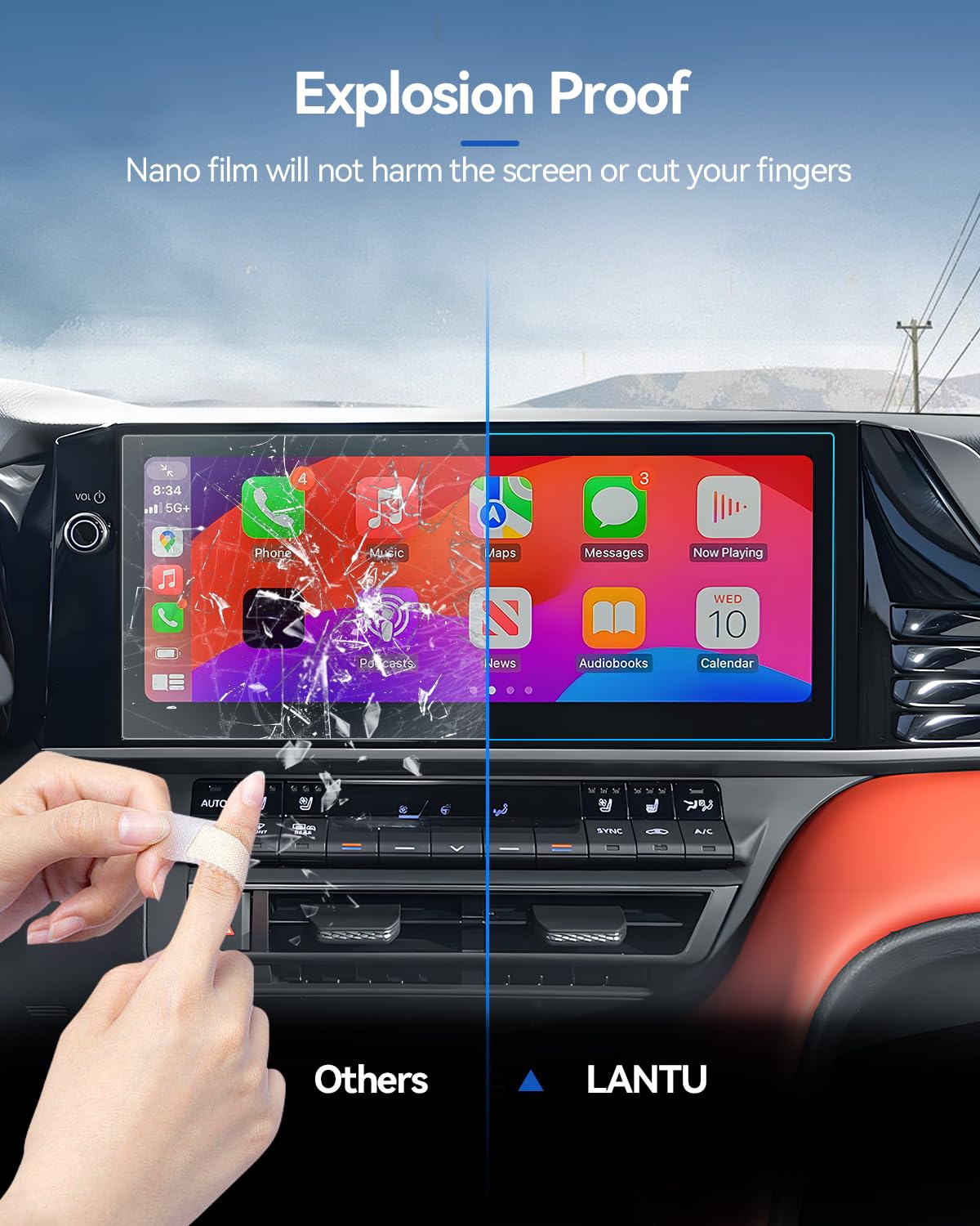 Lantu 2Pcs Car Screen Protector For 2025 Camry Xle/Xse, Camry Hybrid Xv80 Accessories Navigation Nano Touchscreen Protector Film
