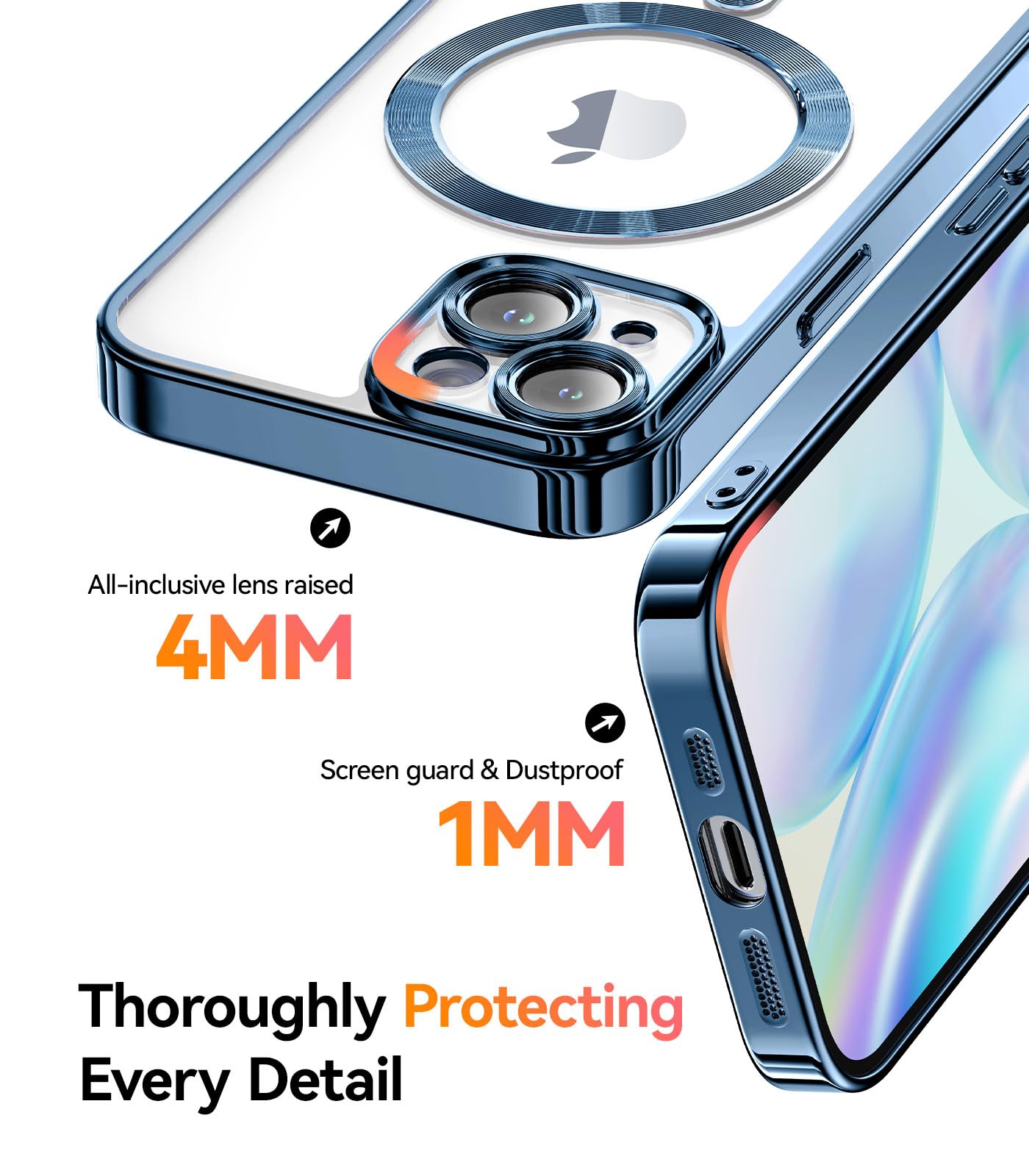 Meifigno Candy Mag Series Case Designed For Iphone 15 Plus, [Compatible With Magsafe] [Glitter Card & Wrist Strap] Full Camera L