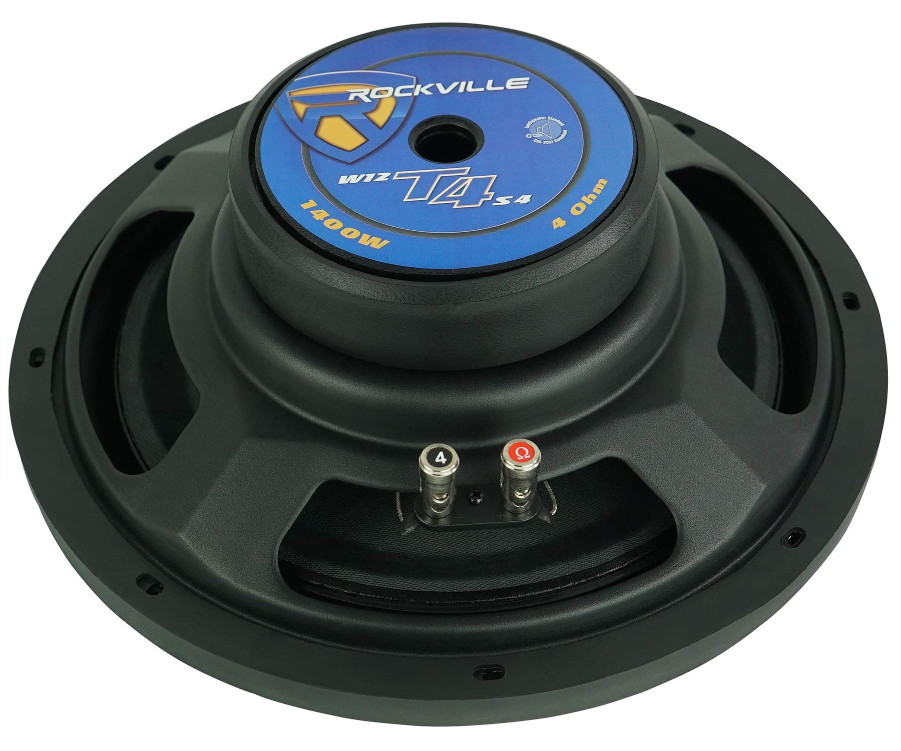 Rockville W12T4S4 12 Shallow Mount 1400W Peak Car Subwoofer 4-Ohm Sub 350W Rms Cea Rated