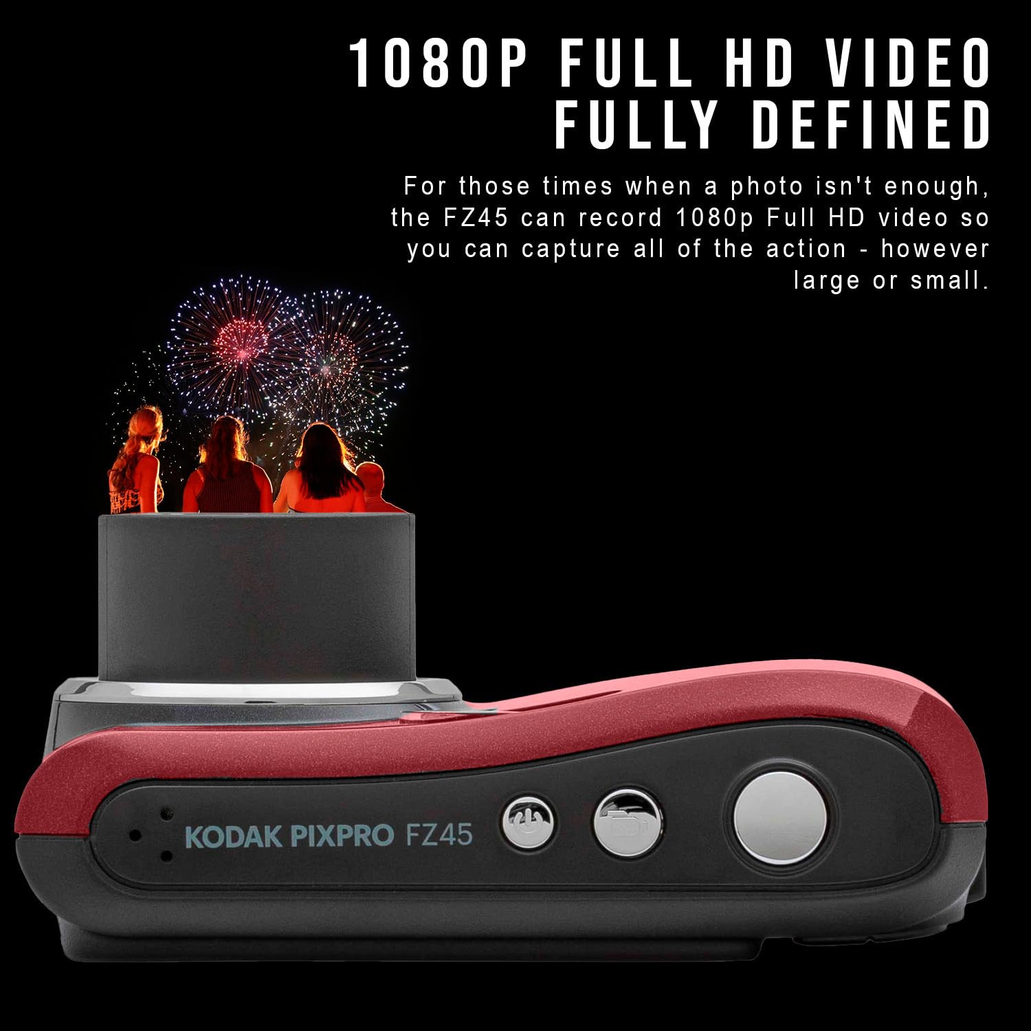 Kodak Pixpro Fz45 Friendly Zoom Digital Camera (Red) Bundle With Folding Storage Travel Case, 128Gb Sd Class 10 Uhs-I U1 V10 Ful