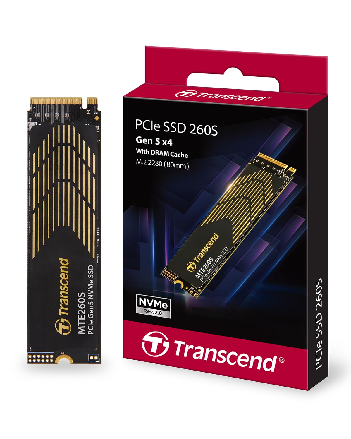 Transcend SSD TS2TMTE260S 2TB M.2 2280 PCIe Gen5x4 NVMe 2.0  3D TLC Gaming SSD