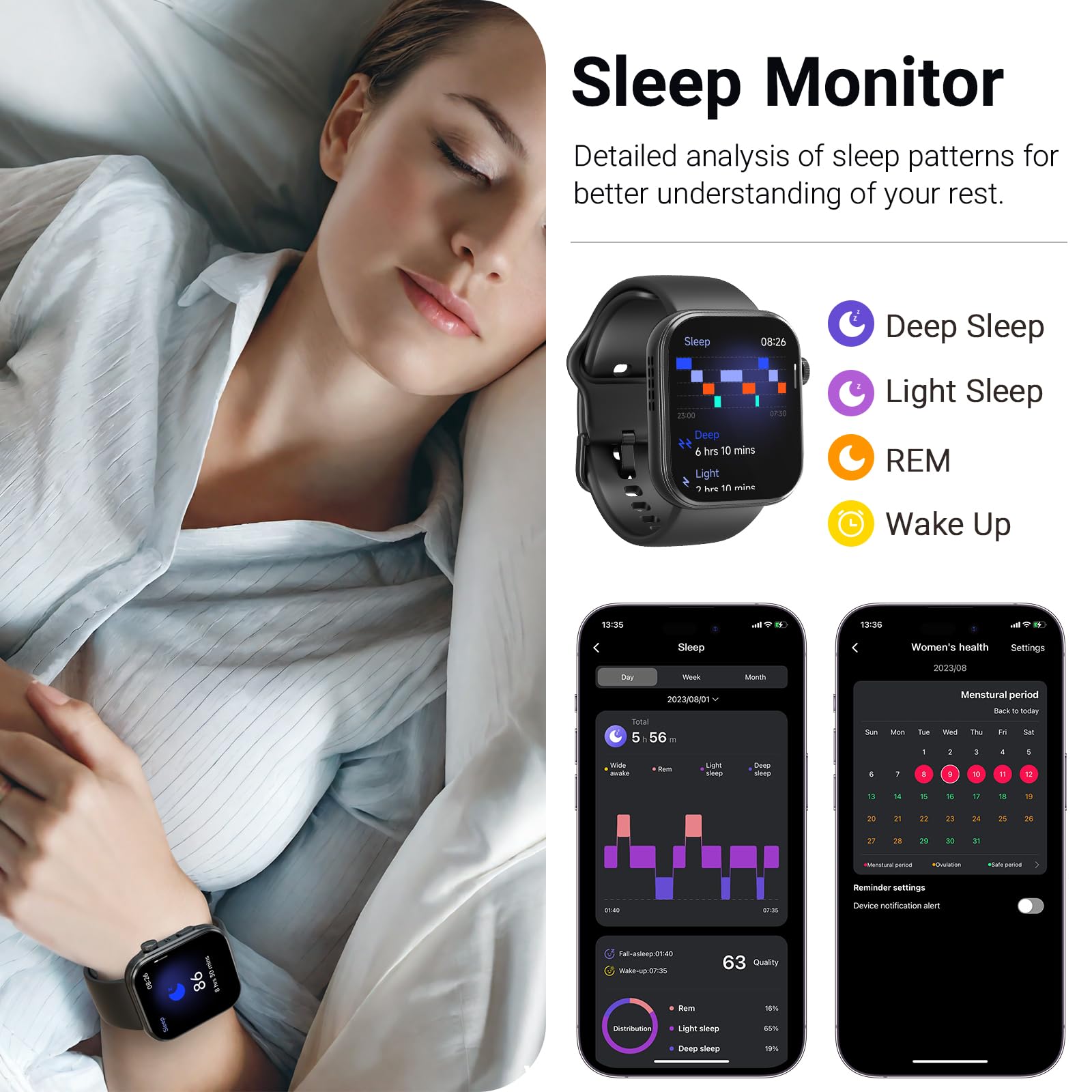 Tozo Amoled S6 Smart Watch 1.85'' Ultra Clear Screen Dynamic Faces Bluetooth Call,100+ Sports Modes Fitness Activity Tracker Wit