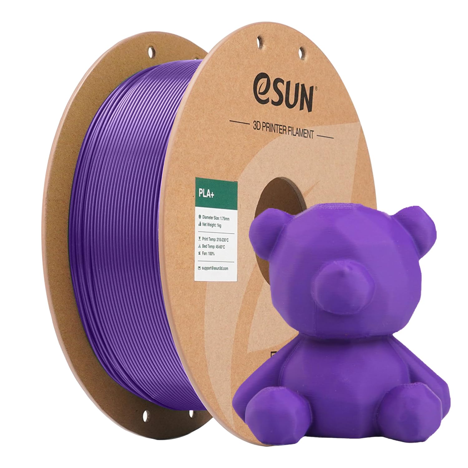 eSUN PLA+ Filament 1.75mm Purple 1KG, 3D Printer Filament Dimensional Accuracy +/- 0.03mm, 1kg Cardboard Spool(2.2lbs) 3D Printi