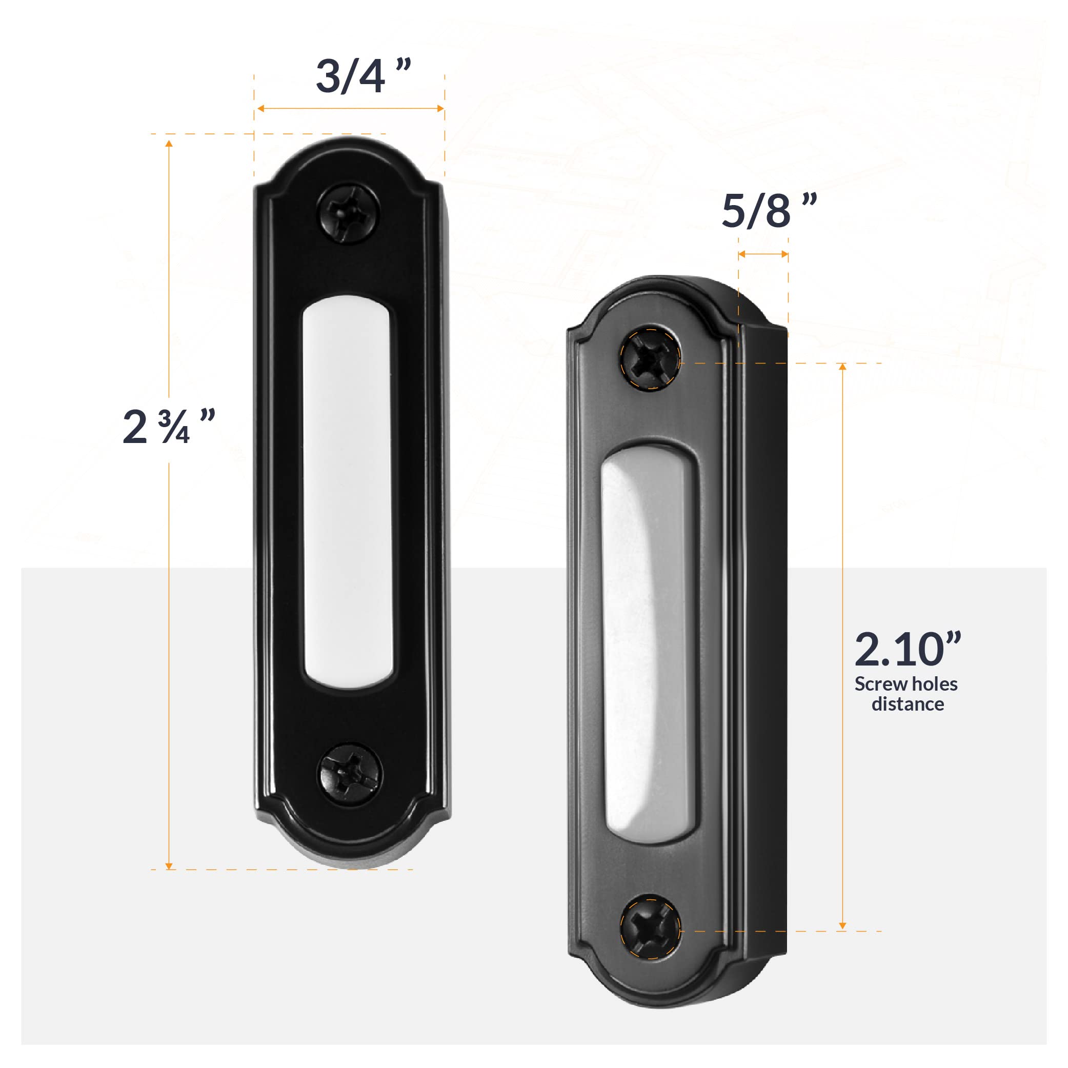 Newhouse Hardware Led Lighted Metal Door Chime Push Button (Black) | Surface Mount Lighted Door Bell Button | Replacement Wired