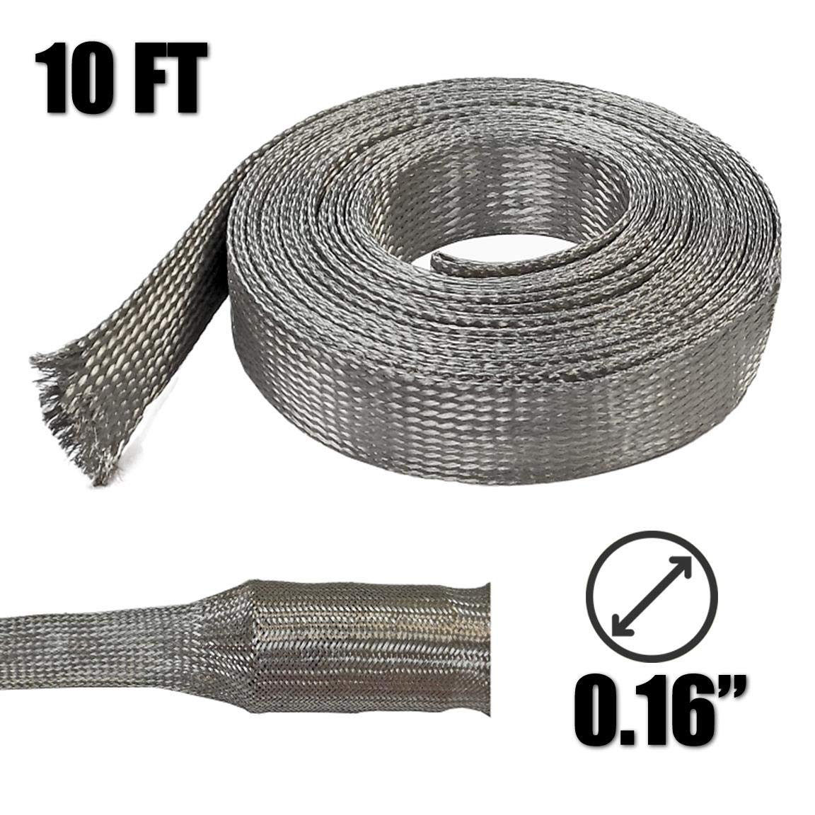 Electriduct 1/4'' Tinned Copper Metal Braid Sleeving Flexible Emi Rfi Shielding Wire Mesh (0.16'' Diameter)   10 Feet