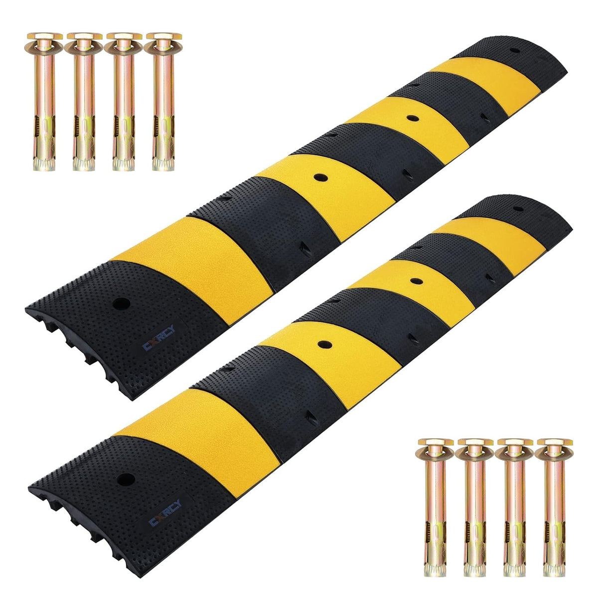 Cxrcy Heavy Duty Speed Bumps 6Ft 2 Pack 2 Channel Modular Traffic Driveway Speed Bump Hump Heavy Duty Rubber Cable Ramp With 8 B