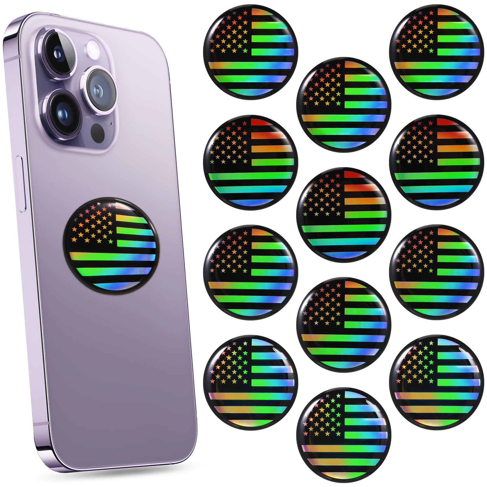 Zonon 18 Pieces Emf Stickers Emf Blocker for Cell Phone Equipment Neutralizers Devices Accessories for Laptops Computers(Flag St