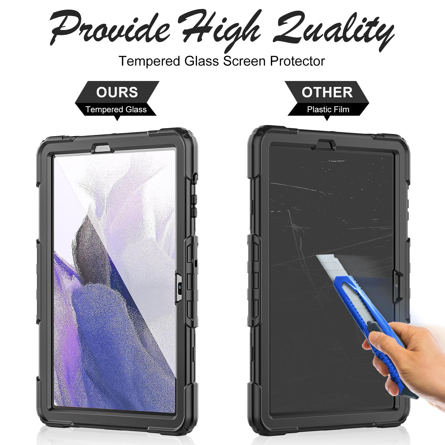 Base Mall Tablet Case For Samsung Galaxy Tab S8 Plus 2022/S7 Fe/S7 Plus 5G 12.4 Inch [With Tempered Glass Screen Protector], [Sh