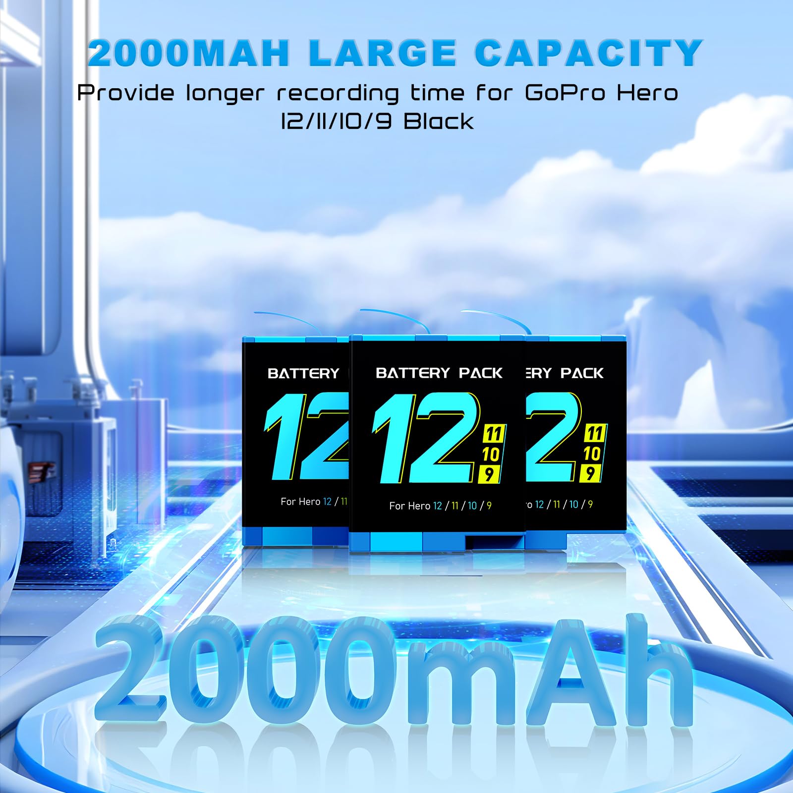 Yeewanke For Hero 12/11/10/9 Battery 2 Pack 2000Mah And Usb Storage 3 Channel Fast Charger Fully Compatible With Gopro Hero 12,