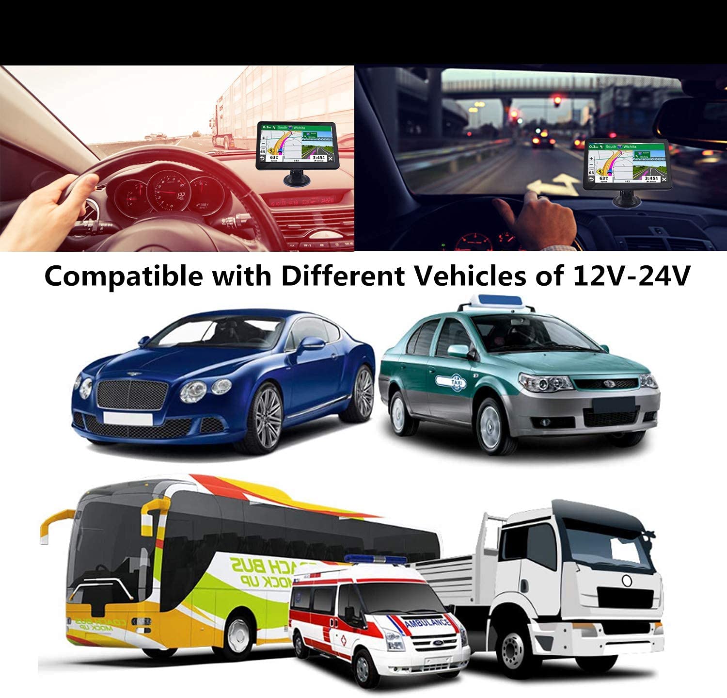 Gps Navigation For Car, 2024 Map 7 Inch Touch Screen Car Gps, Voice Turn Direction Guidance, Support Speed And Red Light Warning