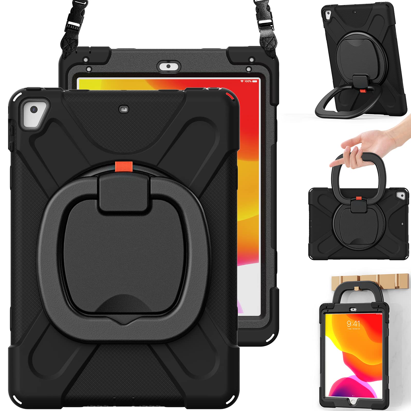 Braecn Kids Case For 9.7    Ipad 6Th/5Th Generation/Ipad Pro 9.7 Inch/Ipad Air 2, Shockproof Silicone Case With Rotatable Grip, 