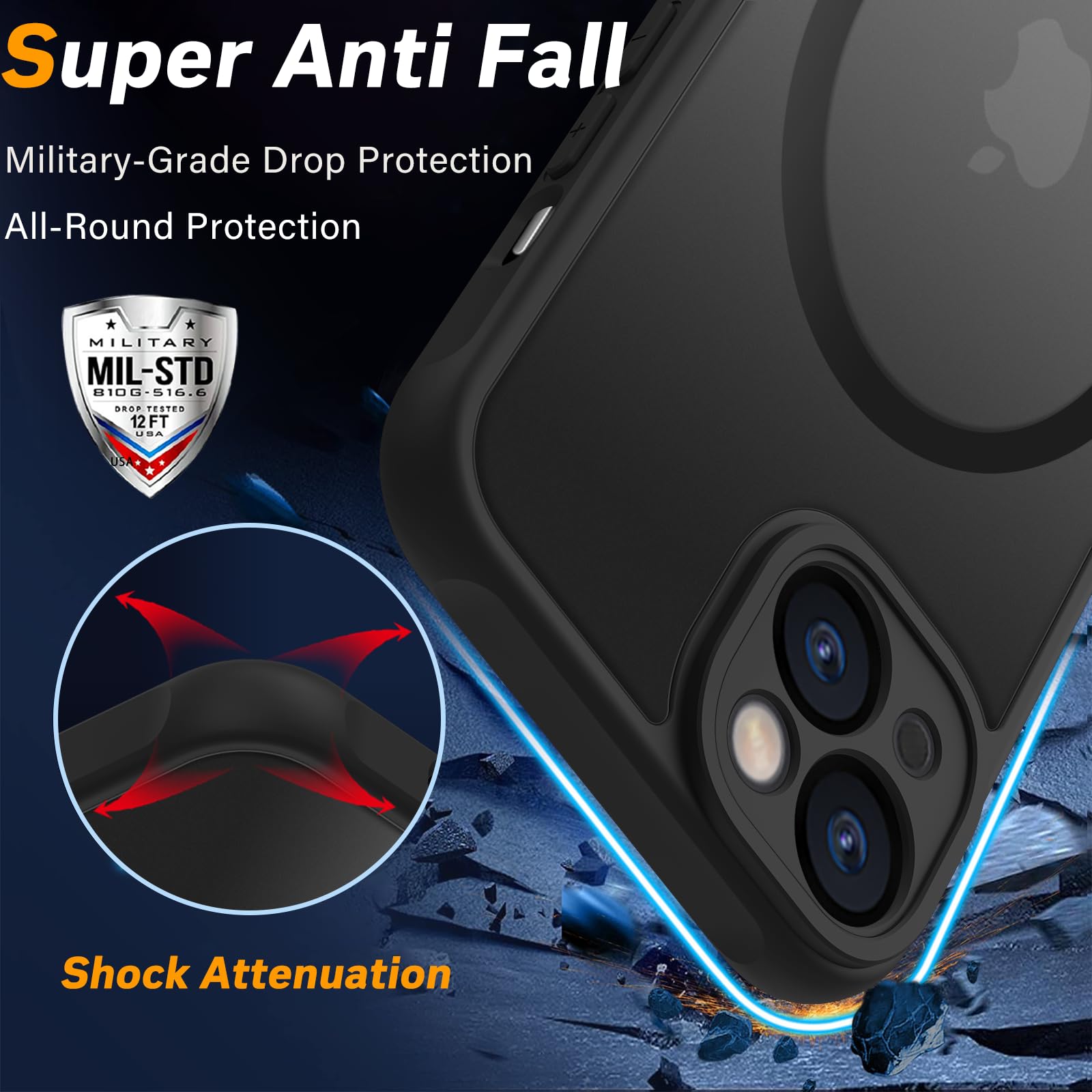 Pinlisheng Magnetic For Iphone 15 Case,Compatible With Magsafe,Military Grade Drop Tested, Shockproof Matte Translucent Hard Bac