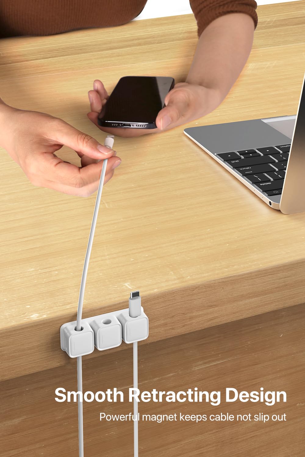 Smofish Cord Organizer, 6 Pack 10 Slot Cable Management, Strong Phone Magnetic Charging Cable Holder Clips, Wire Charger Keeper