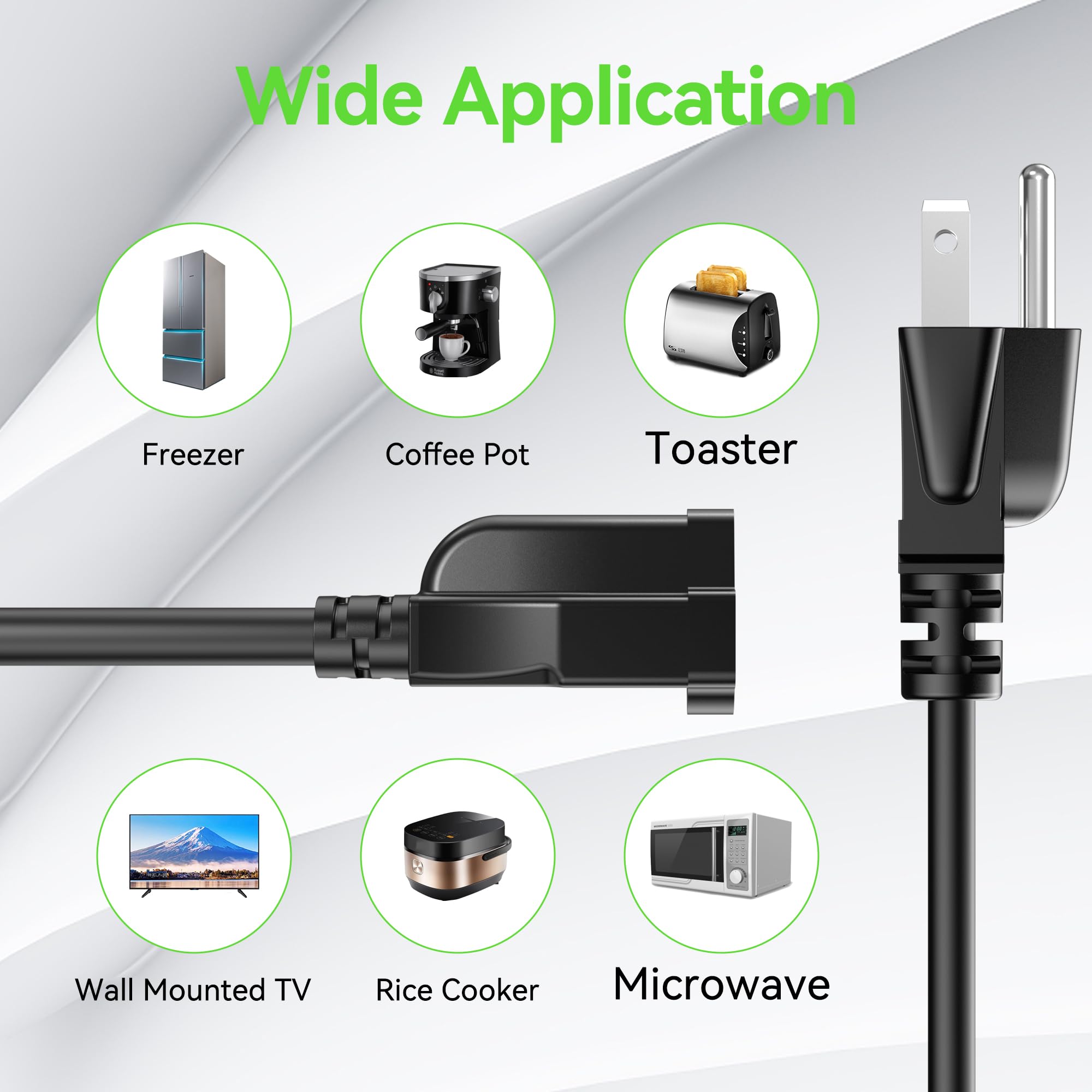 Power Extension Cord 1Ft/12Inch, Short 3 Prong Electric Extension Cable Outlet Saver, Single Outlet, Outdoor And Indoor, Heavy D