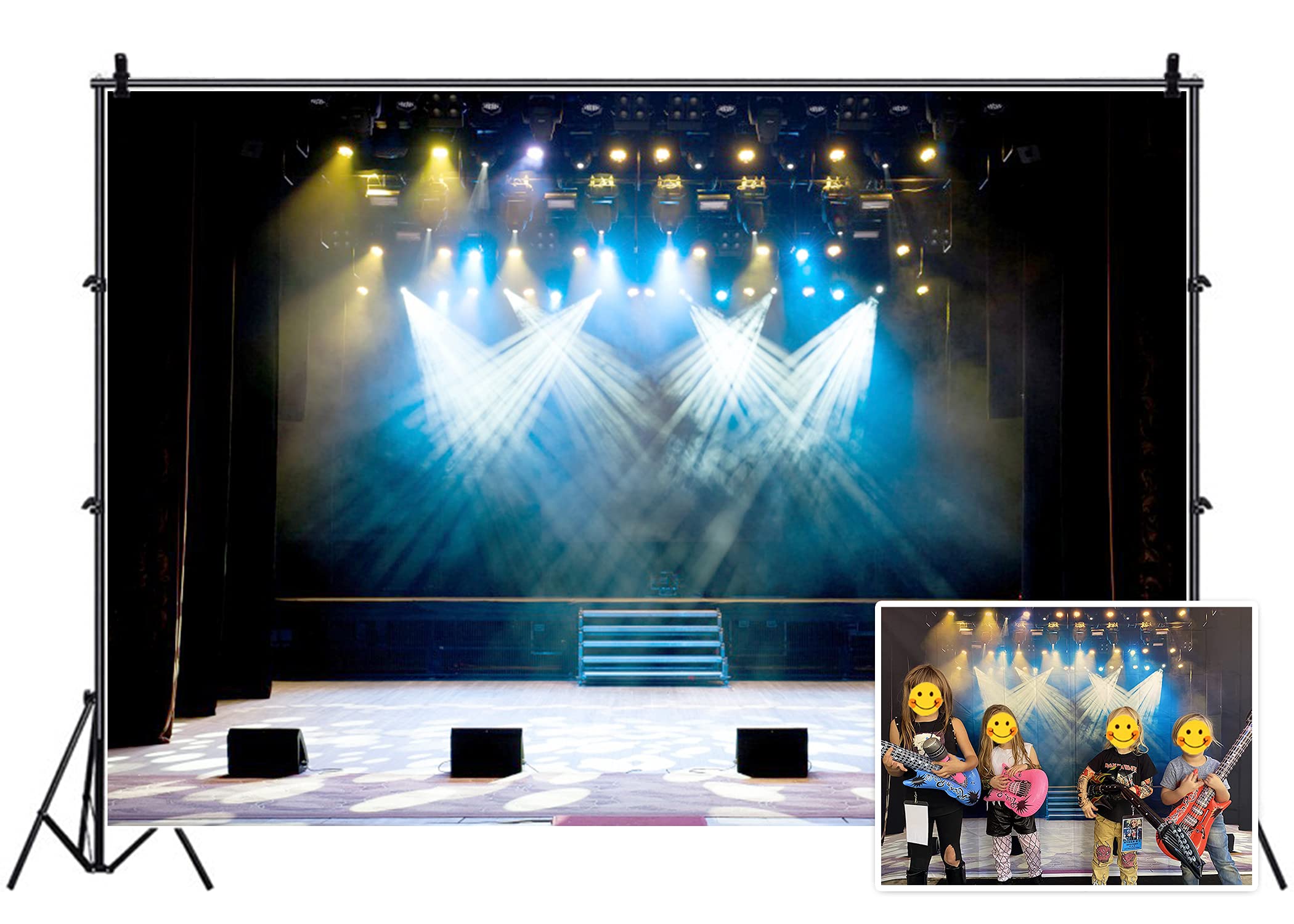 Leyiyi 6X4Ft Luxury Stage Spotlight Backdrop Concert Live Plateform Banner Vintage Curtain Celebrity Background Drama Music Show