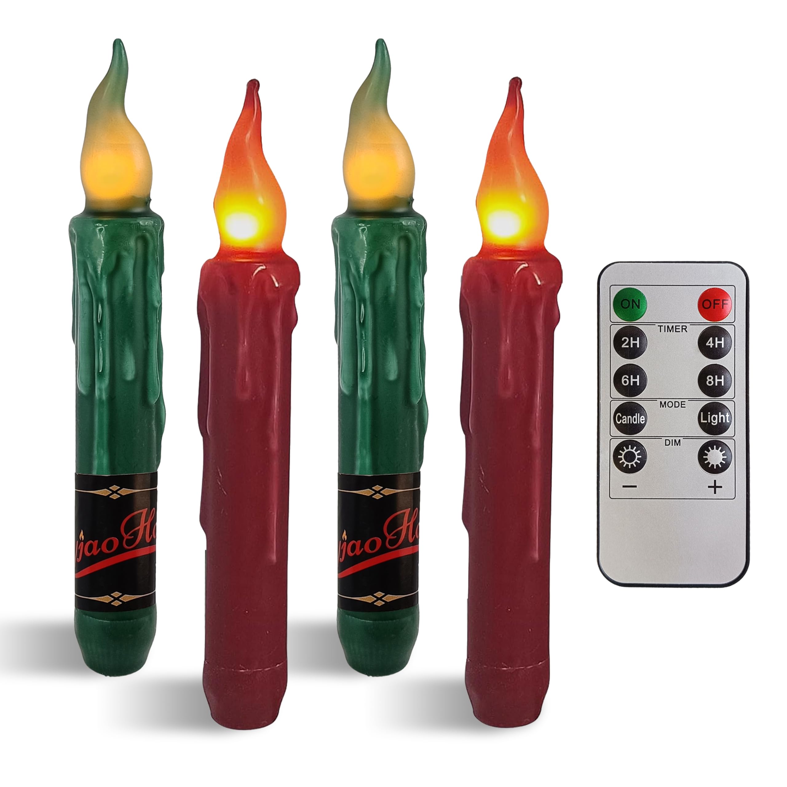 NjaoHoo LED Flameless Short Taper Candles with Remote, 6.7 Inch Christmas Candlesticks Dripless Battery Operated Flame for Firep
