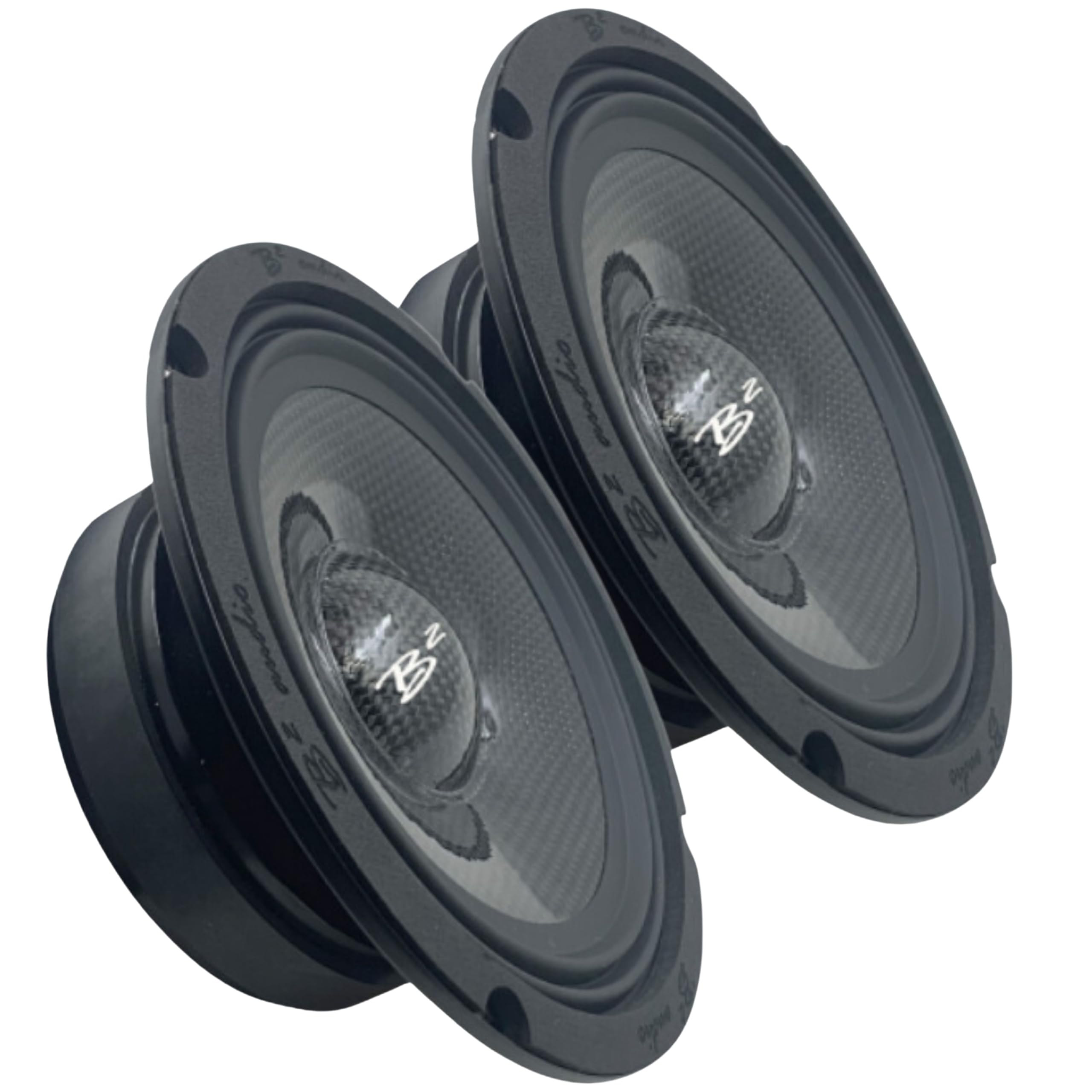 B2 Audio Pair of 6.5 Carbon Fiber 3.3-Ohm 80W Shallow Mount Water Resistant Speakers