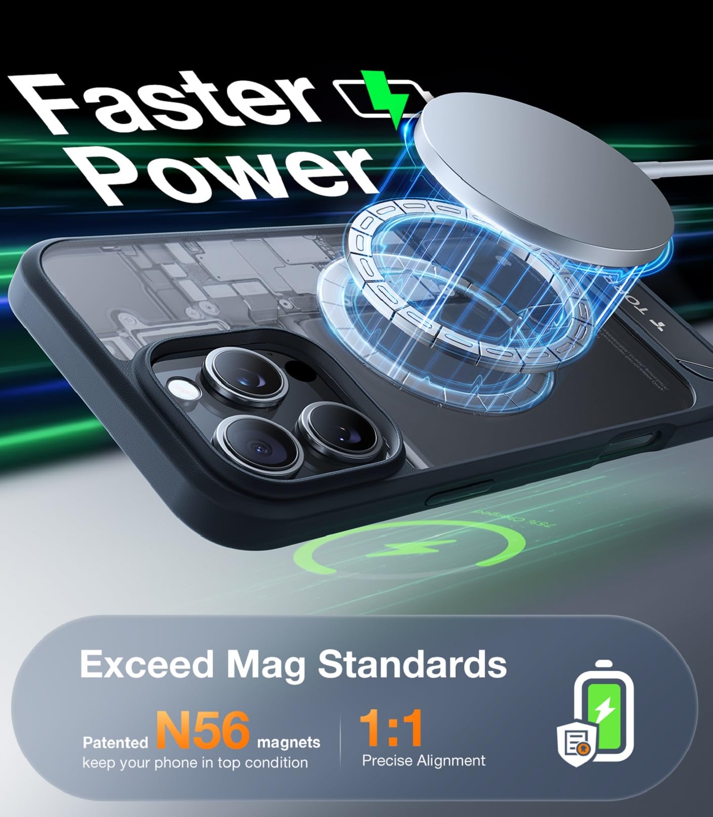 Torras Strong Magnetic & Seamless Stand For Iphone 16 Pro Case, [18N Mighty Magnetic] [12Ft Mil Grade Drop Tested] [Fit For Mags