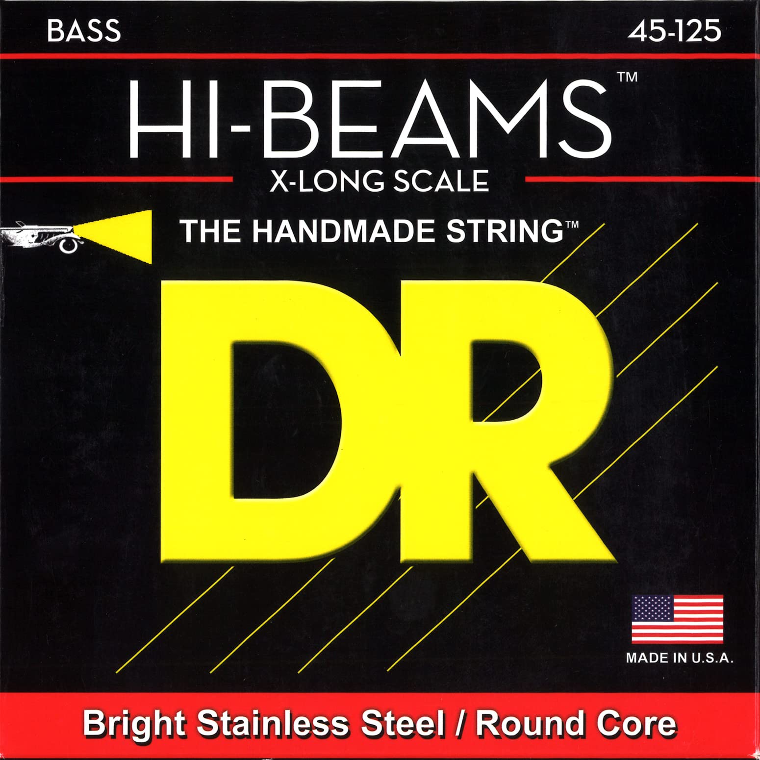 Dr Strings Hi Beams   Stainless Steel 5 String Bass Guitar Strings X Long Scale, 45 125, Round Core