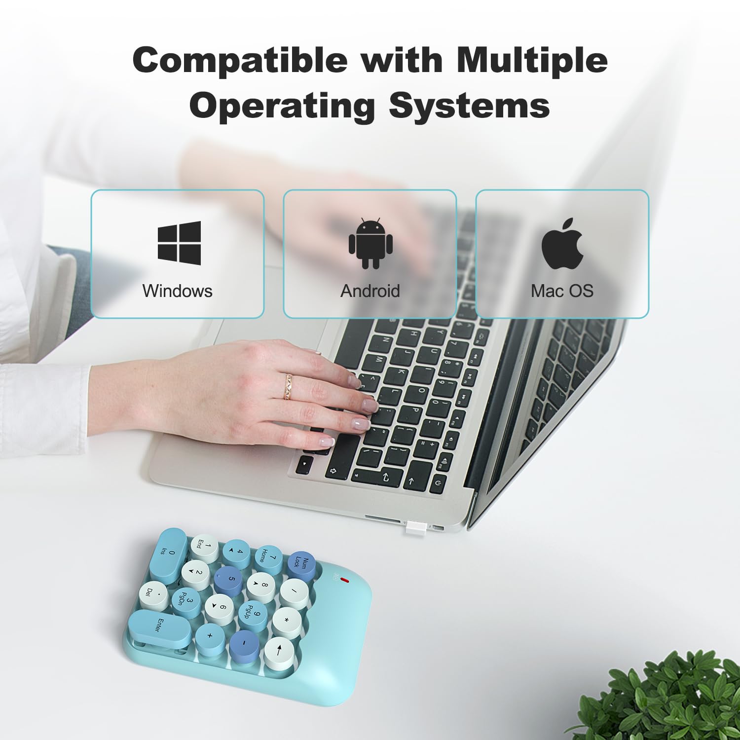 Mofii Wireless Number Pads   Blue Numeric Keypad 18 Keys Usb 2.4G Round Keycap Colorful Extensions Keypads, Financial Accounting