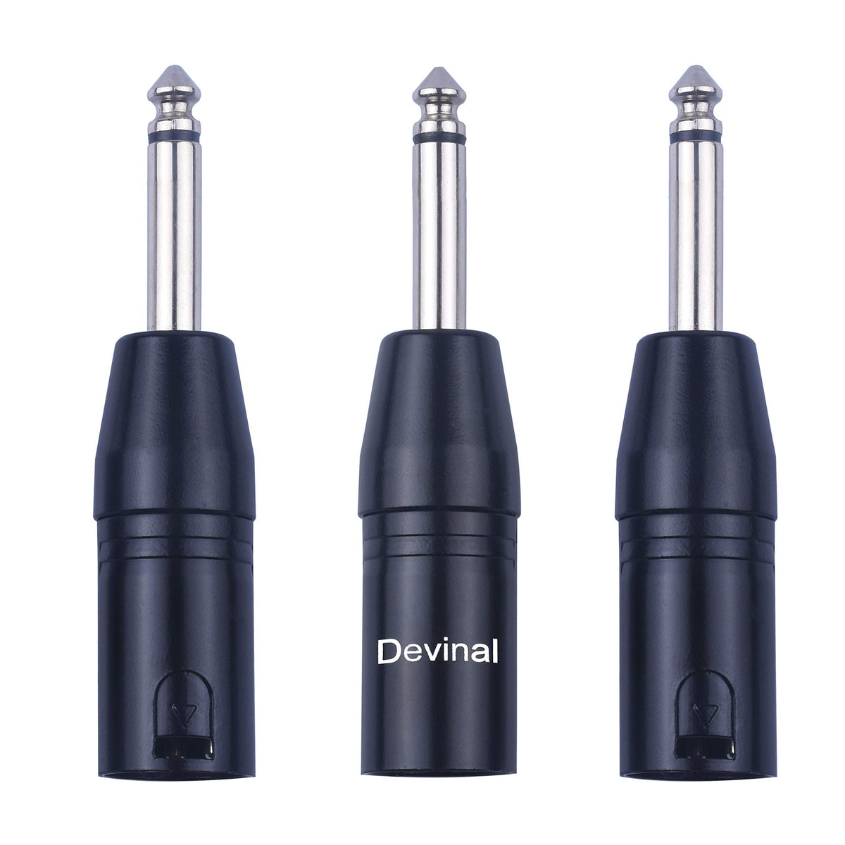 Devinal Xlr Male To 1/4' Adapter Upgrade 6.35Mm Mono To Xlr Gender Changer, Quarter Inch Ts To 3 Pin Xlr Converter Audio Coupler Connector Metal Construction Mic Jack Plug (3 Pack)
