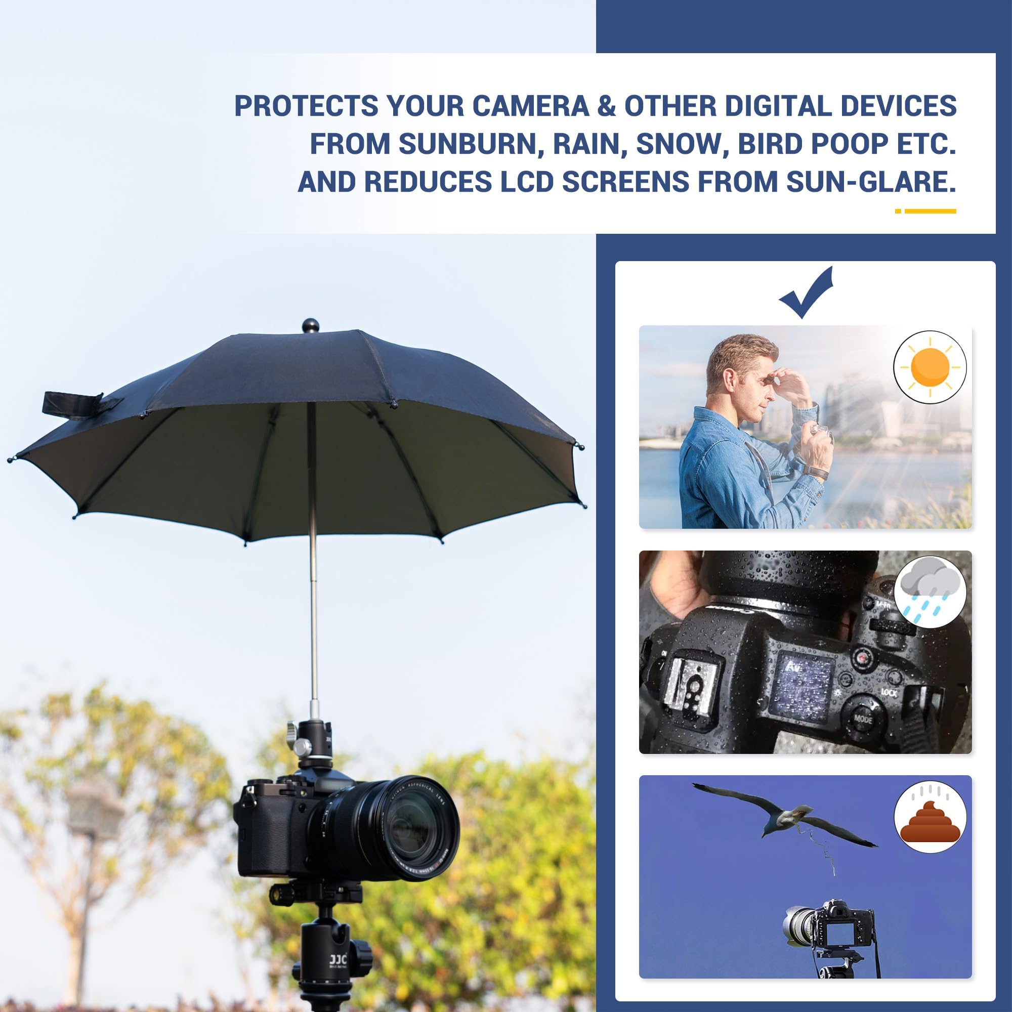 2024 New Upgrade Camera Hot Shoe Umbrella, Camera Rain Umbrella With Height Adjustable Design & Cold Shoe Mount, Camera Rain Cov