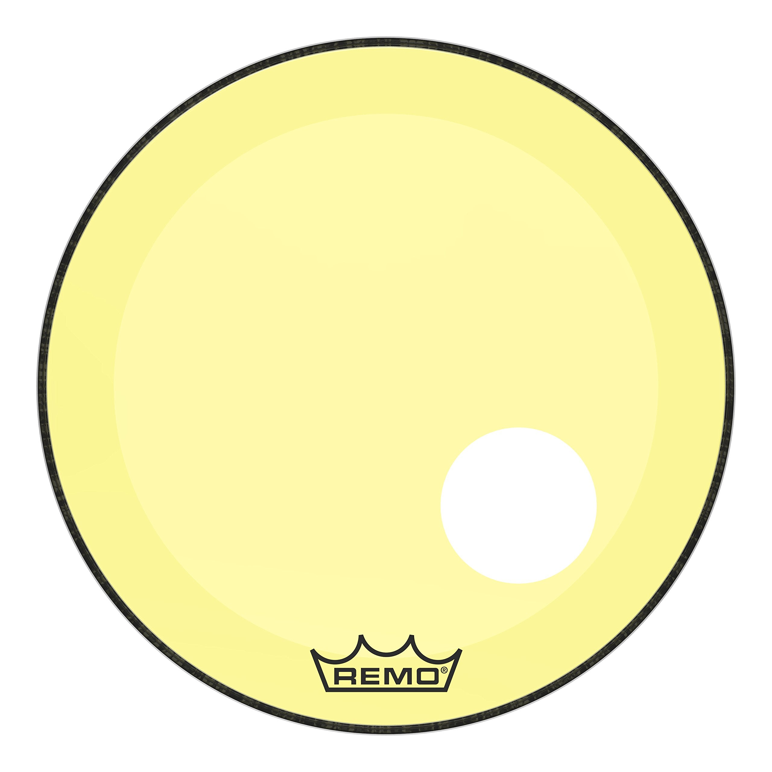 Remo Powerstroke P3 Colortone Yellow Bass Drumhead, 22', 5' Offset Hole