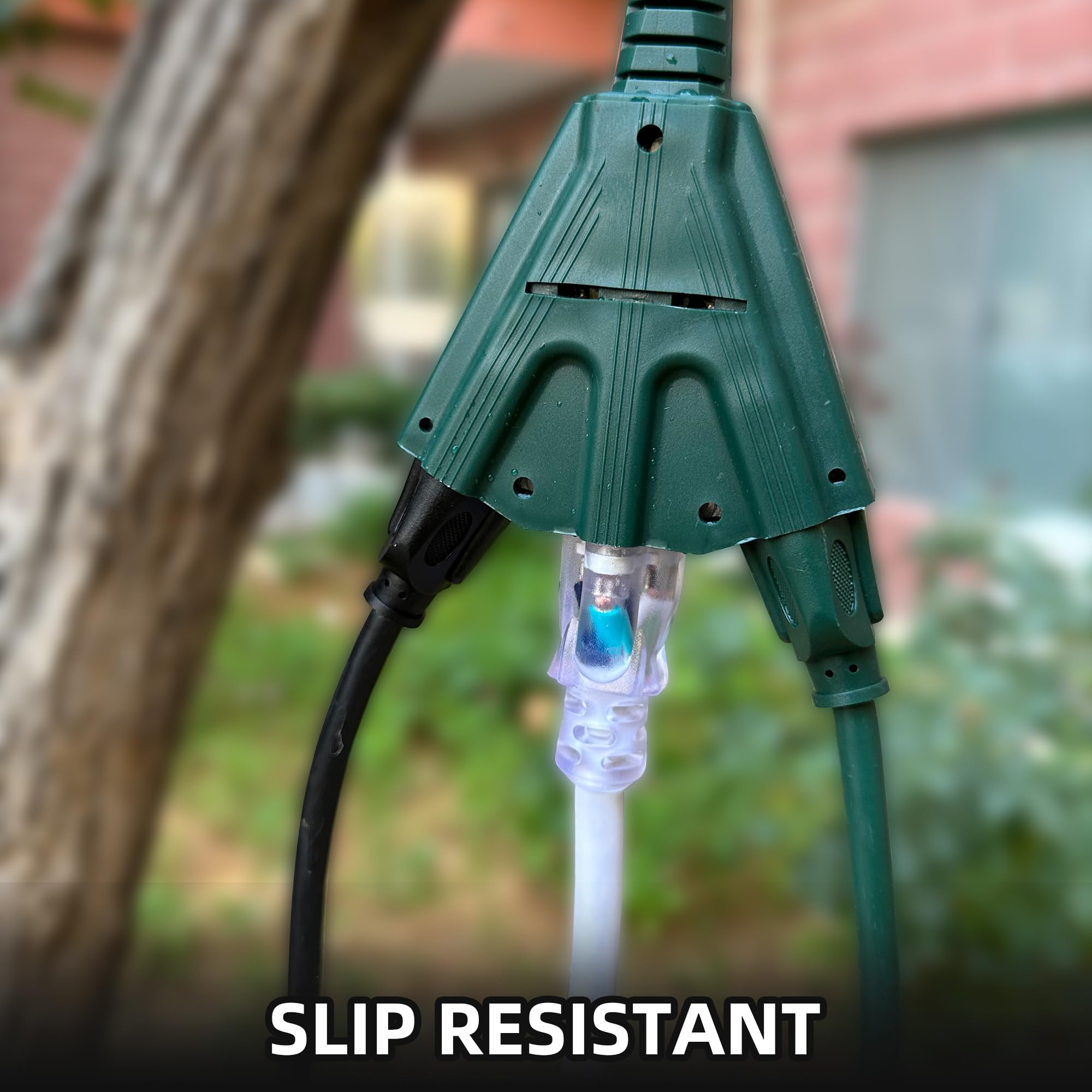 Yojoe 3 Outlets Indoor Outdoor Extension Cord, 3 Prong 13A Weatherproof Power Cord Multiple Outlets, 16 Gauge Heavy Duty 12 Ft G