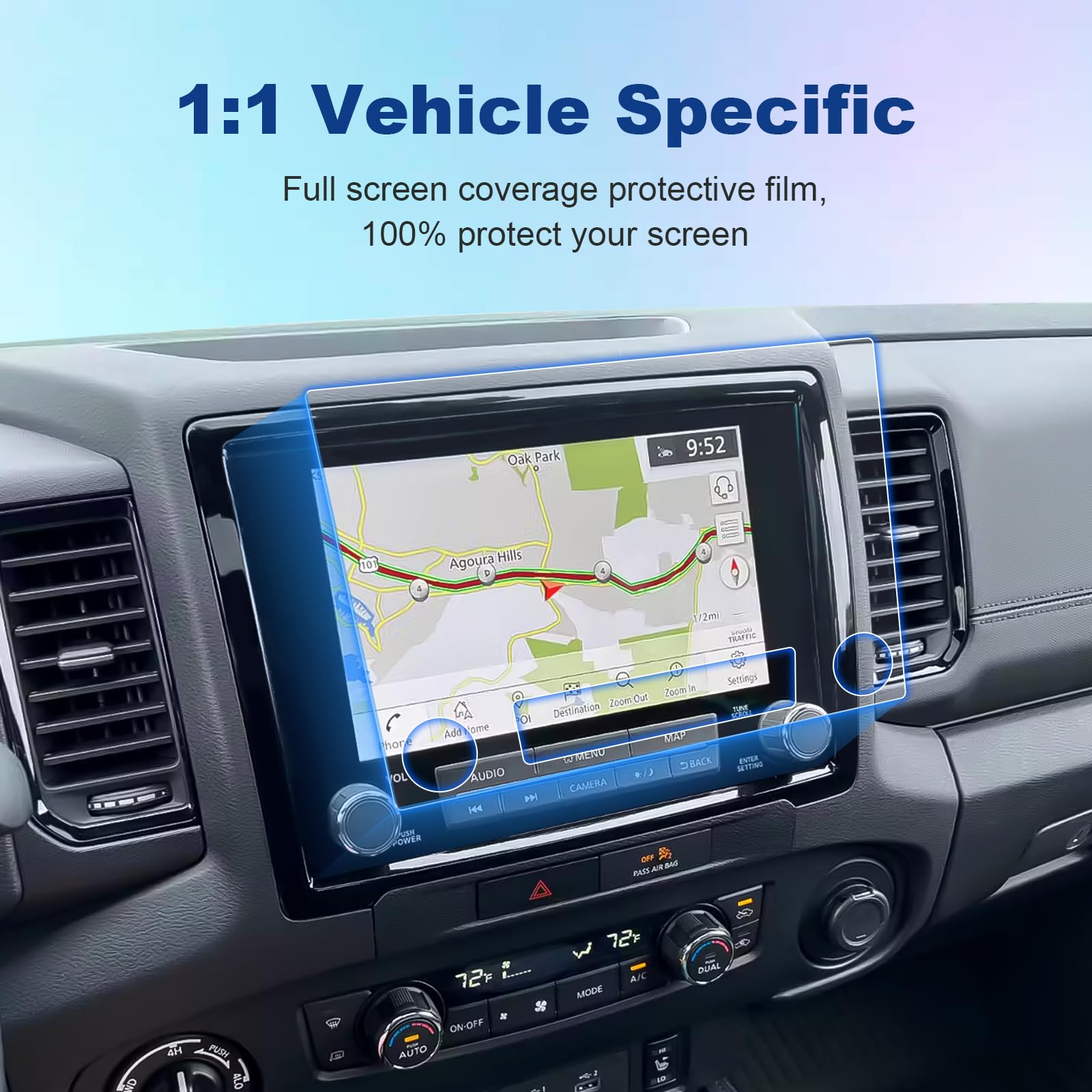 Coleya (2 Pack) 2022 2023 2024 Frontier Screen Protector For Nissan Frontier (S/Sv/Midnight Edition/Pro X/Pro 4X) 8In/9In Touchs